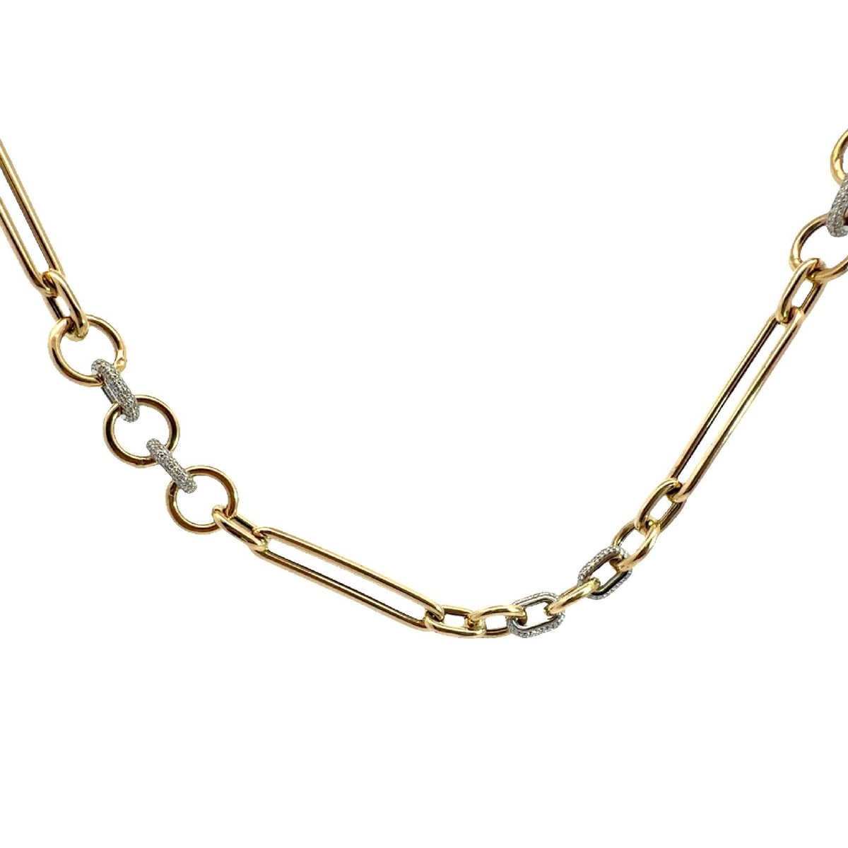 14k Yellow Gold & 1.76cttw Diamond Mixed Link Chain Necklace 17.5"1