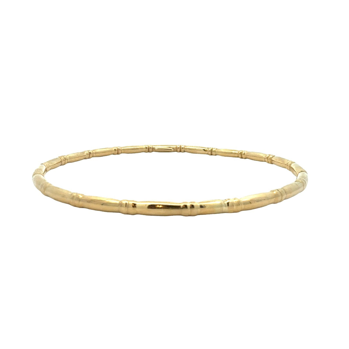 14k Yellow Gold Bamboo Bangle Bracelet 8"4