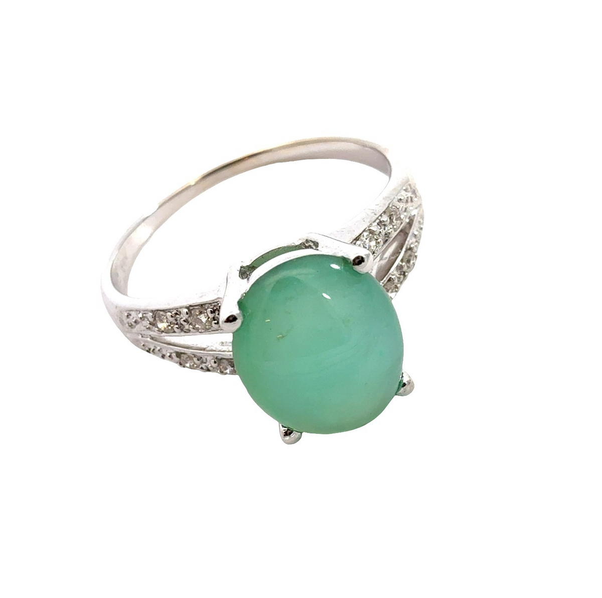 14k White Gold 1.01tcw Opal and 0.15cttw Diamond Split Shank Ring5