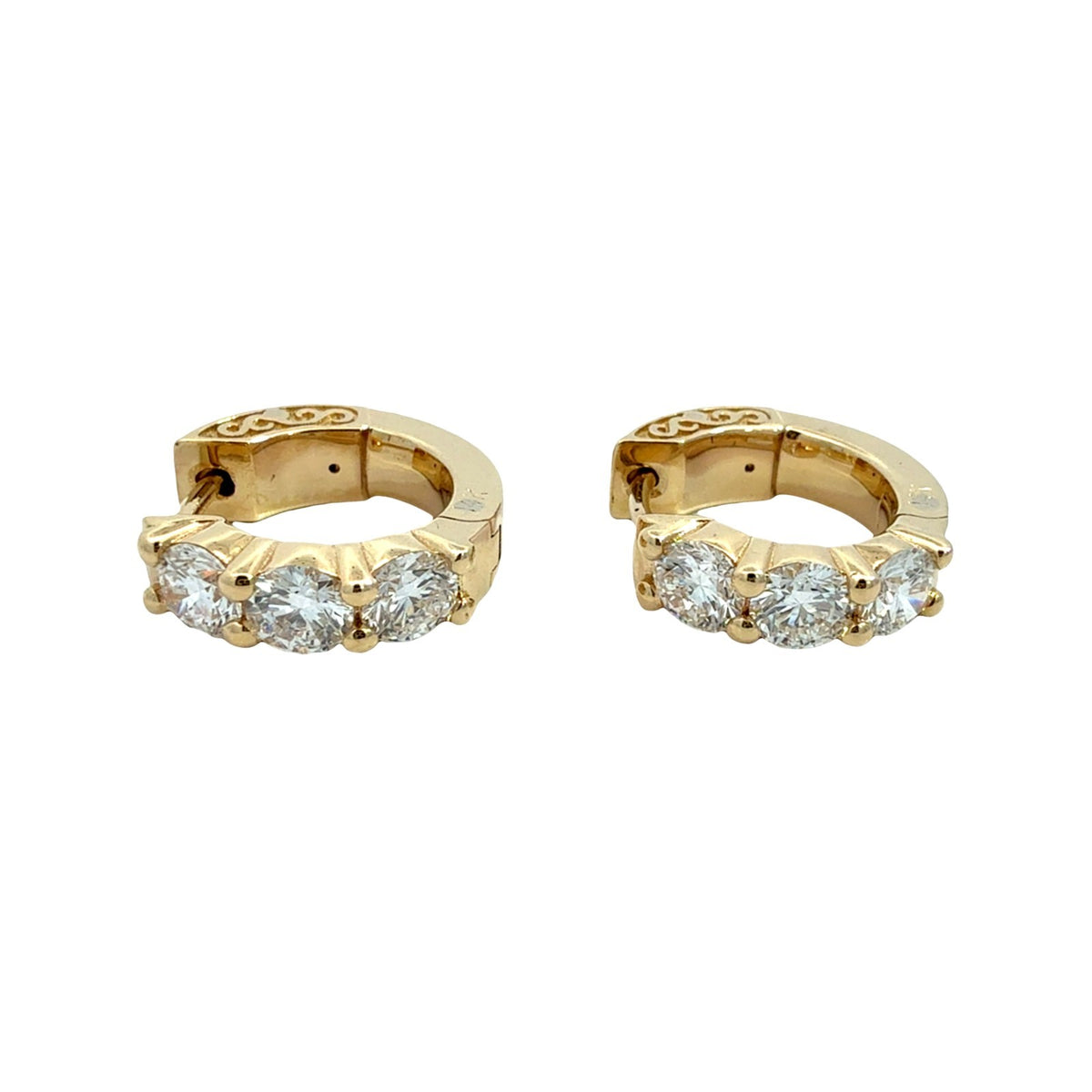 14k Yellow Gold and 1.50cttw Lab-Grown Diamond Huggie Hoop Earrings1