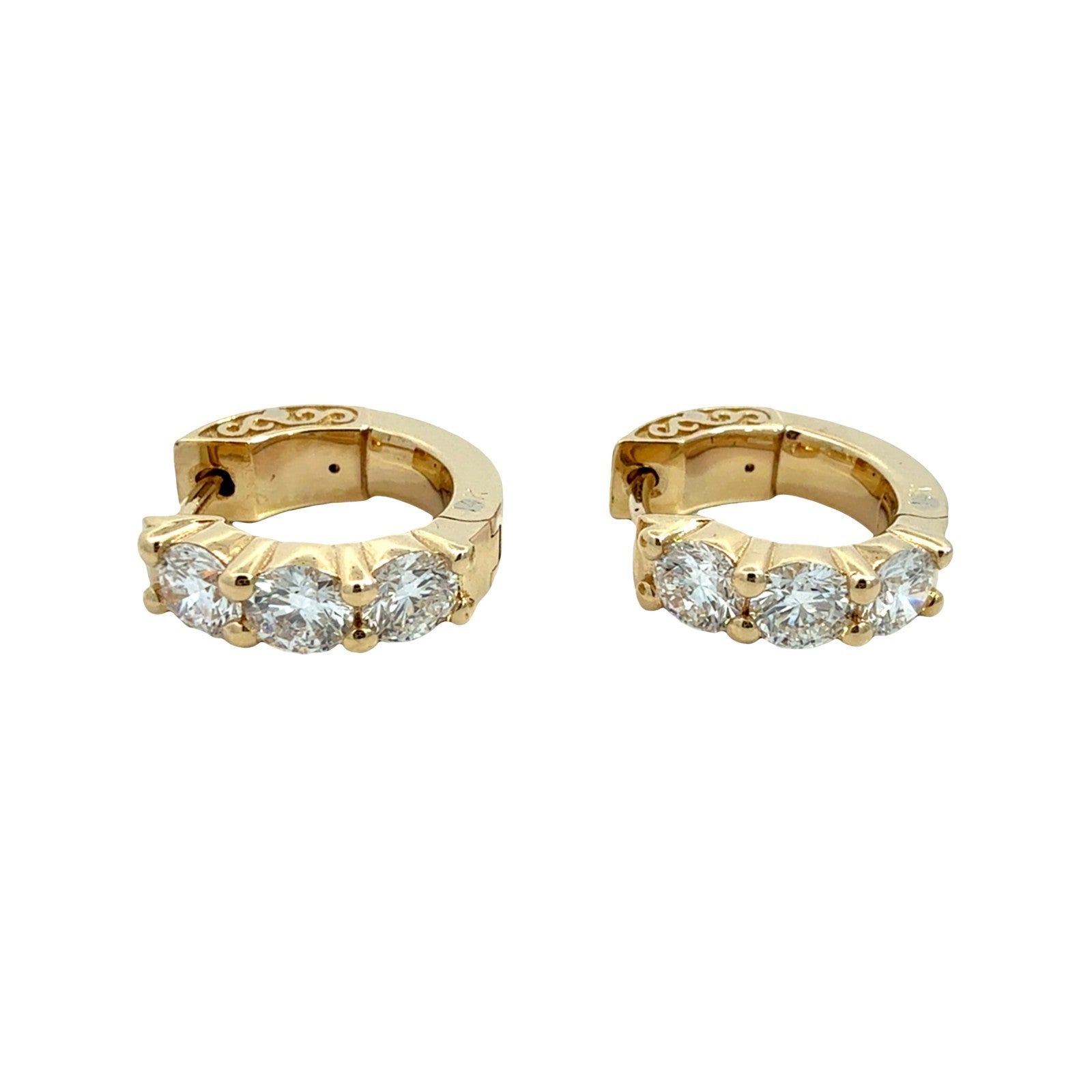 14k Yellow Gold and 1.50cttw Lab-Grown Diamond Huggie Hoop Earrings1