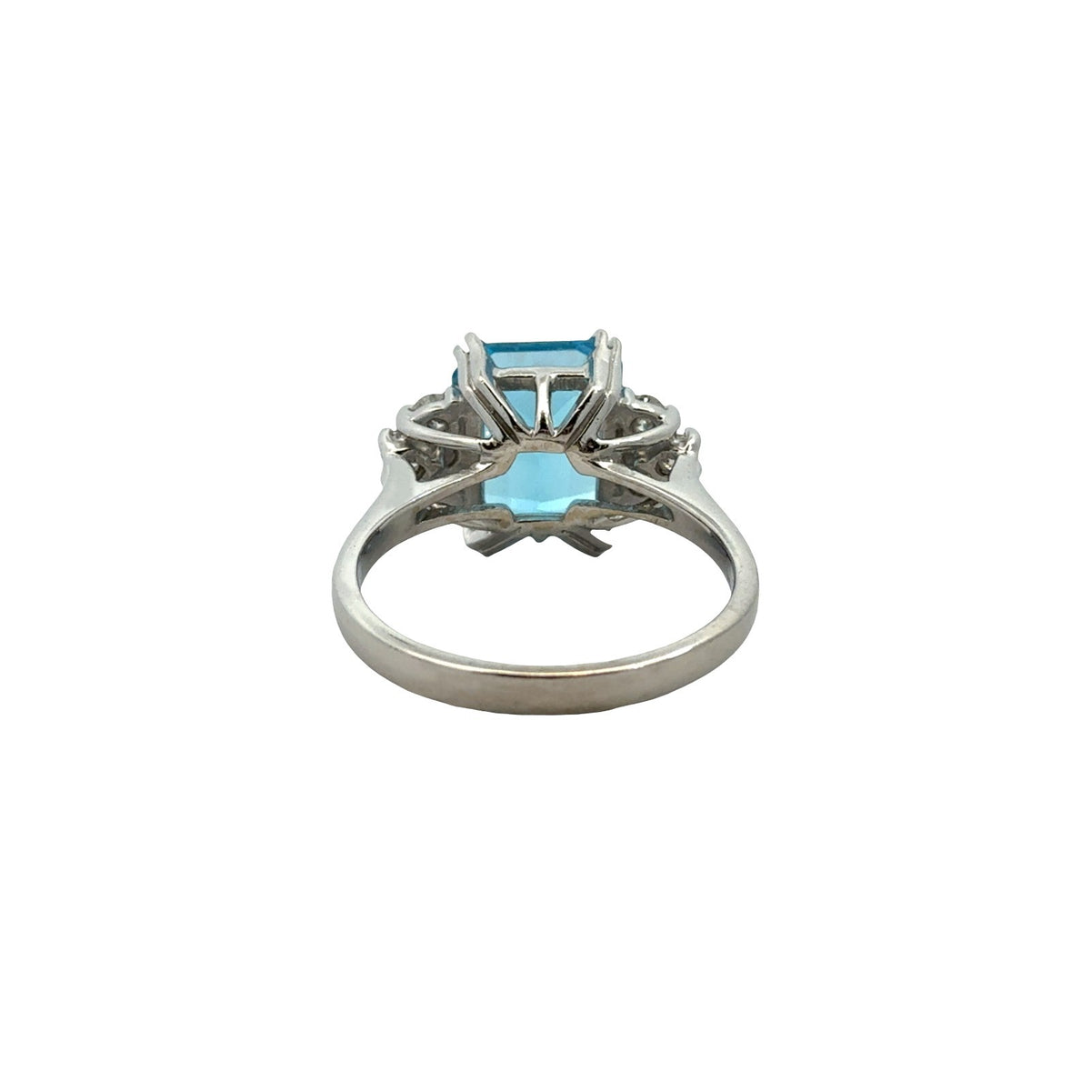 Vintage 14k White Gold 7.09tcw Blue Topaz 0.39cttw Diamond Cocktail Ring3