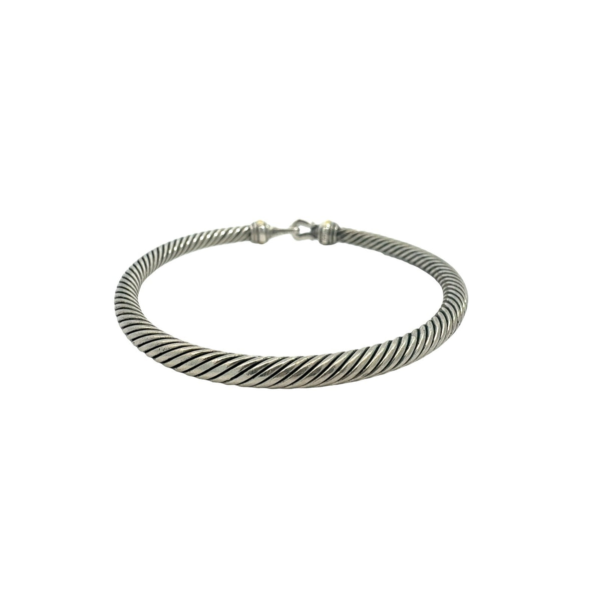 David Yurman Sterling Silver 18k Yellow Gold Buckle Classic Cable Bracelet 4
