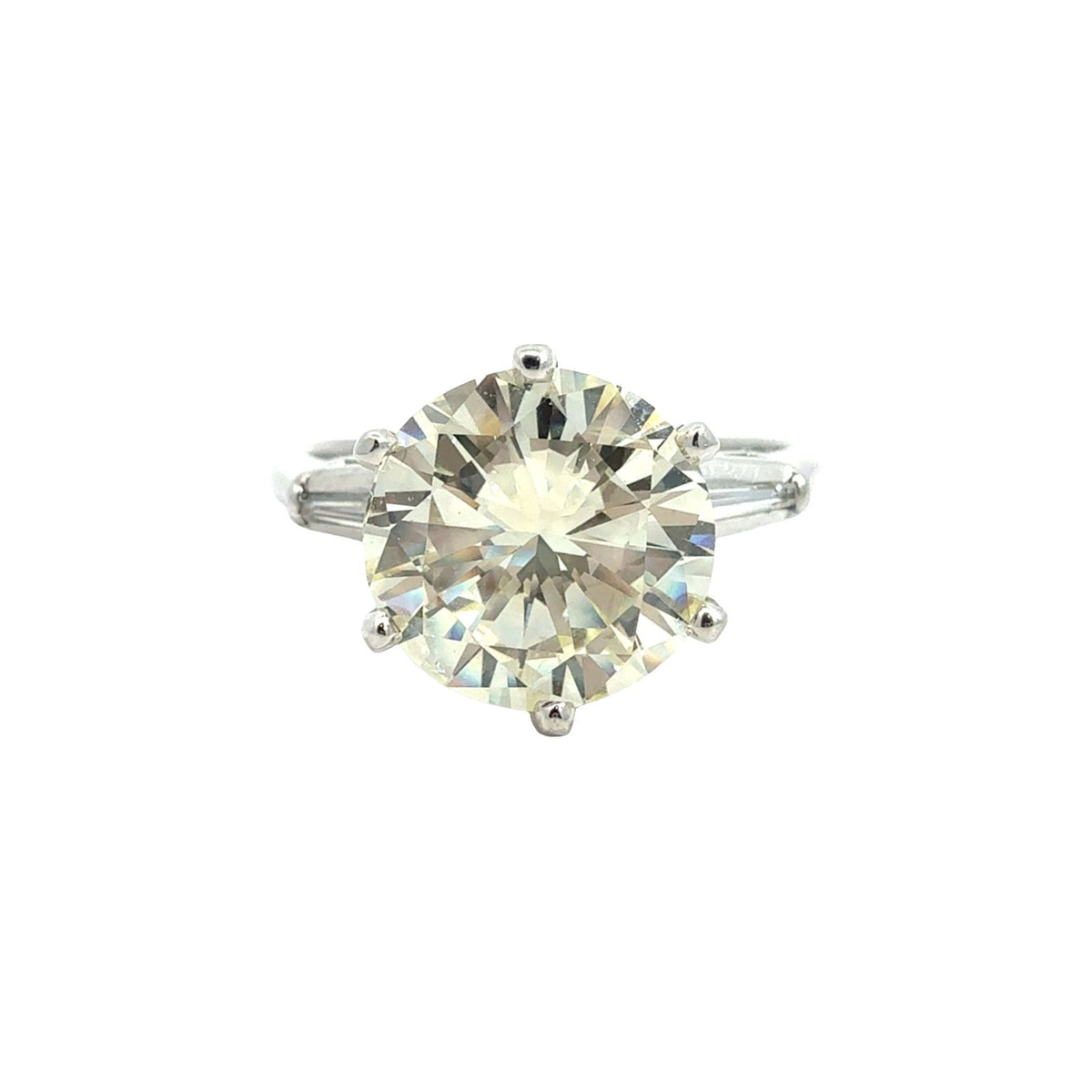 Platinum 3.36cttw(3.28tcw) Round Three-Stone Diamond Engagement Ring0