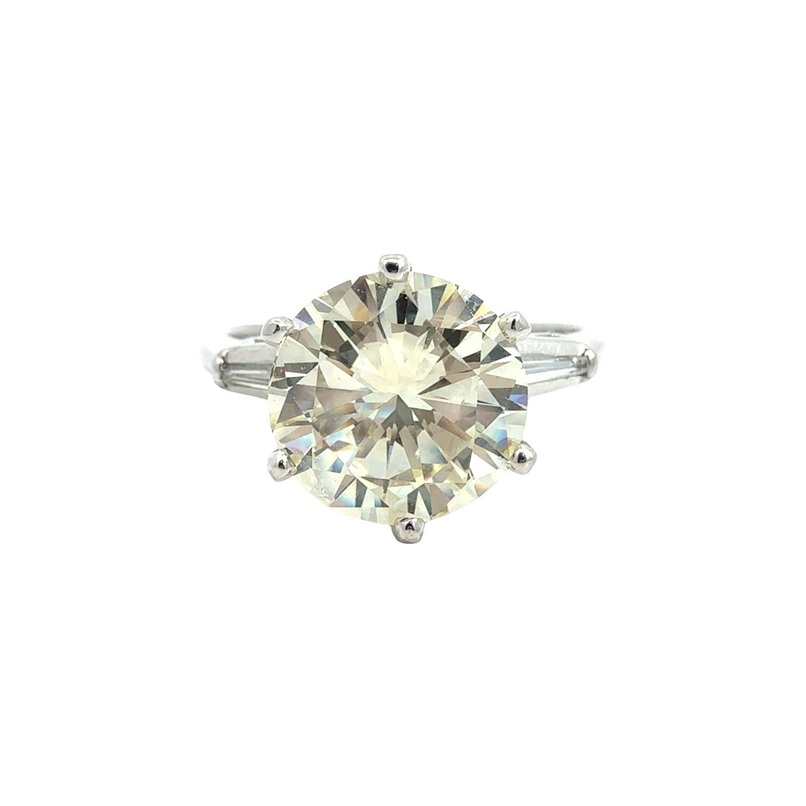 Platinum 3.36cttw(3.28tcw) Round Three-Stone Diamond Engagement Ring0