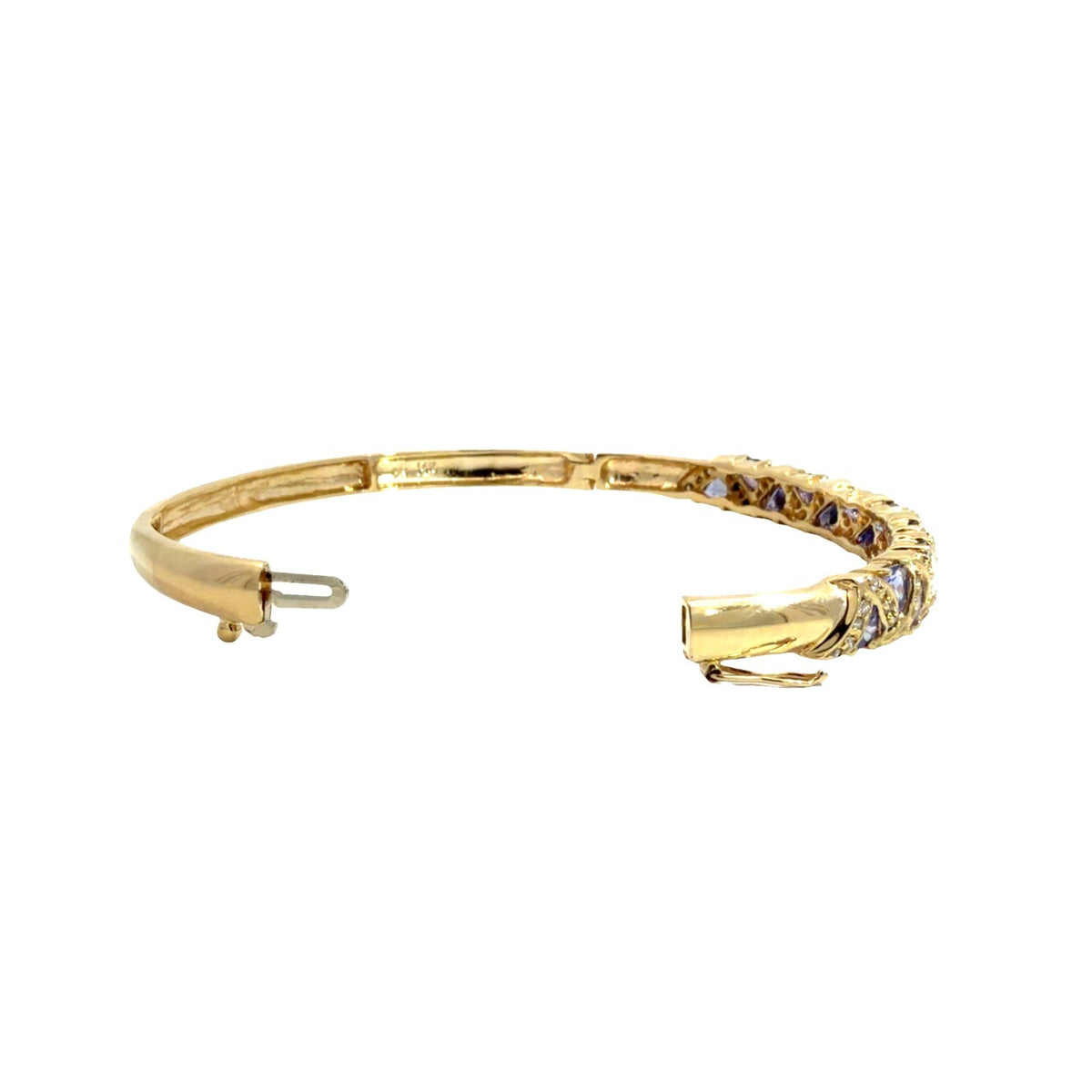 14k Yellow Gold 0.74cttw Diamond & 2.85cttw Iolite Criss-Cross Bangle Bracelet4