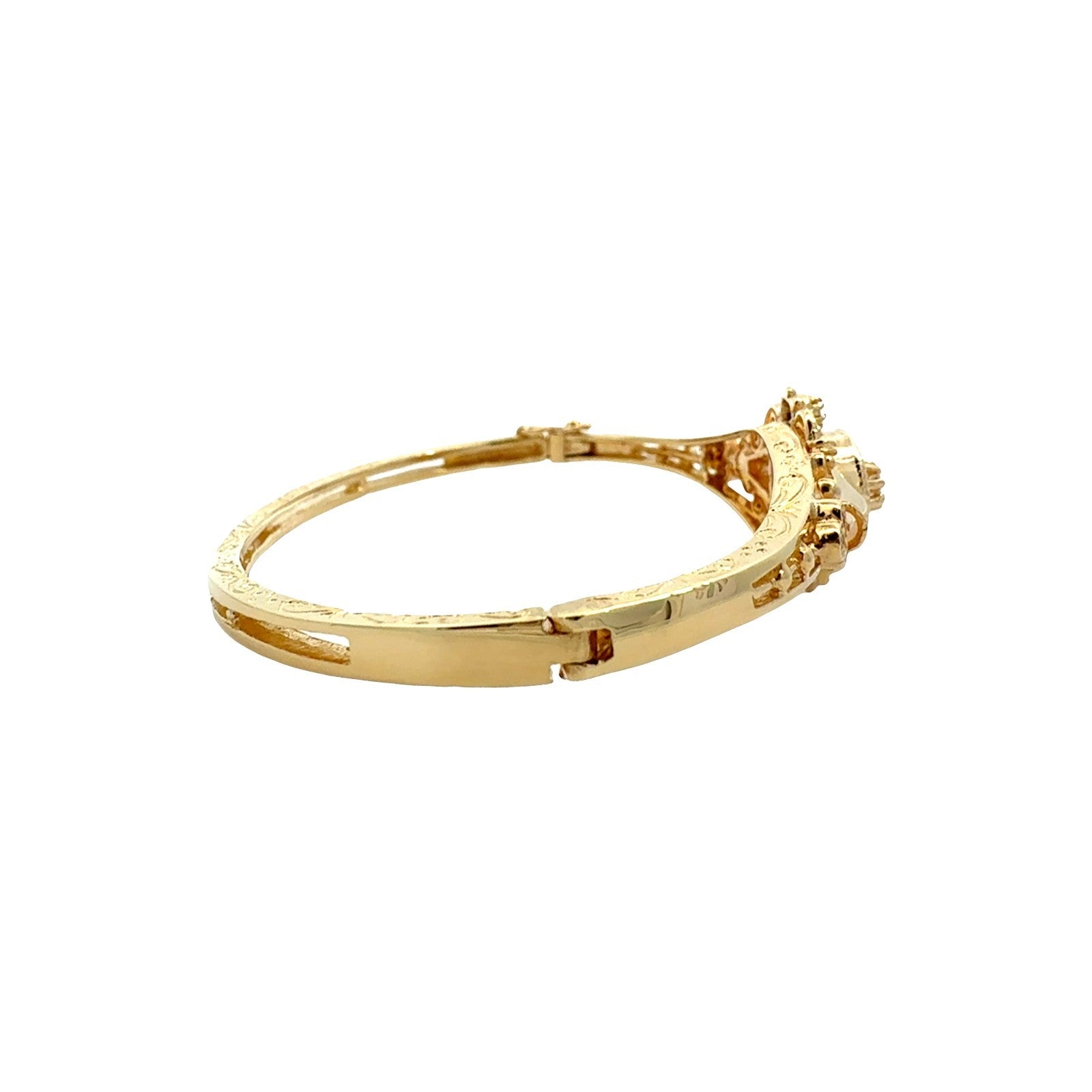 Vintage 13k Yellow Gold and 0.45cttw Diamond Filigree Hinged Bangle Bracelet2