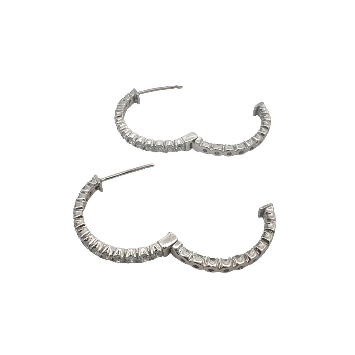 14k White Gold and 1.56ctw Diamond Hoop Earrings3