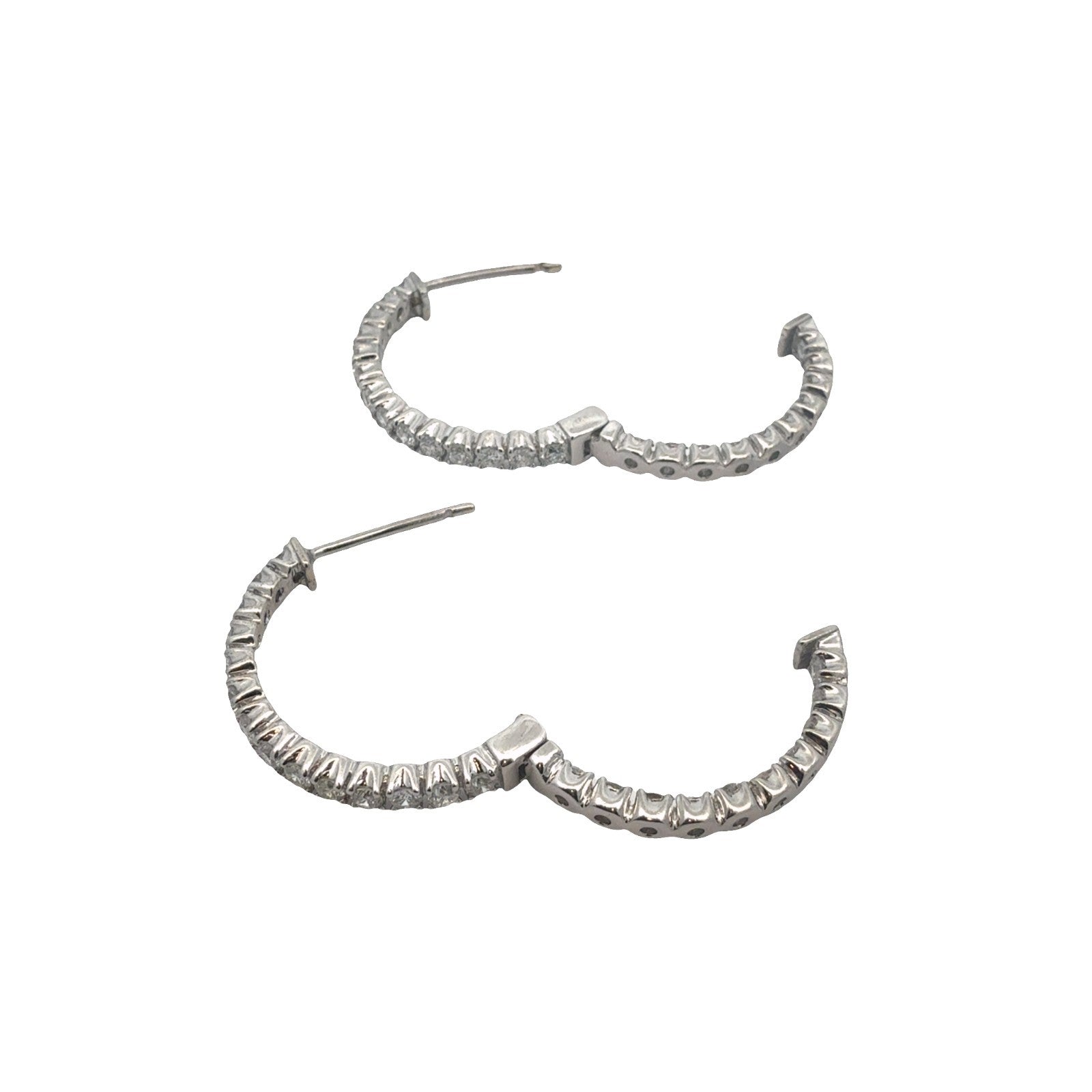 14k White Gold and 1.56ctw Diamond Hoop Earrings3