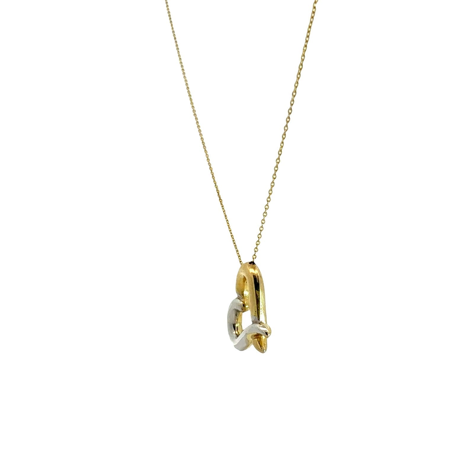 10k Yellow Gold Two-Tone Open Heart Charm Necklace2
