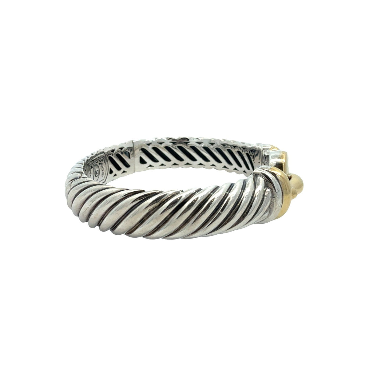David Yurman Waverly Cable Sterling Silver & 18k Yellow Gold Buckle Bracelet M4