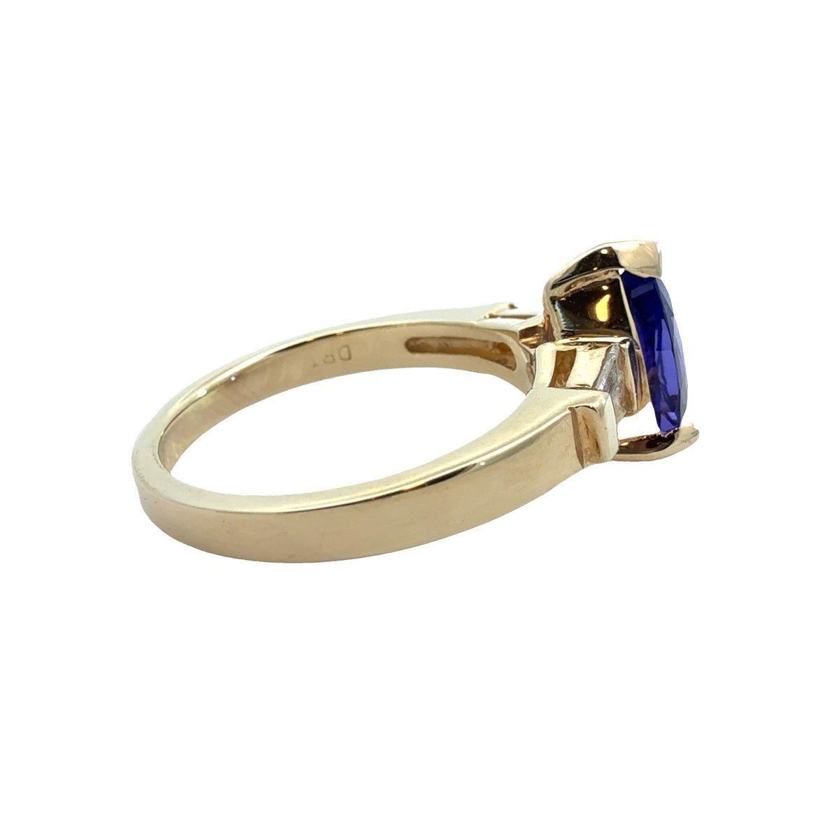 14k Yellow Gold Ring with 1.83ctw Pear Tanzanite and 0.24ctw Diamonds Size 6.54