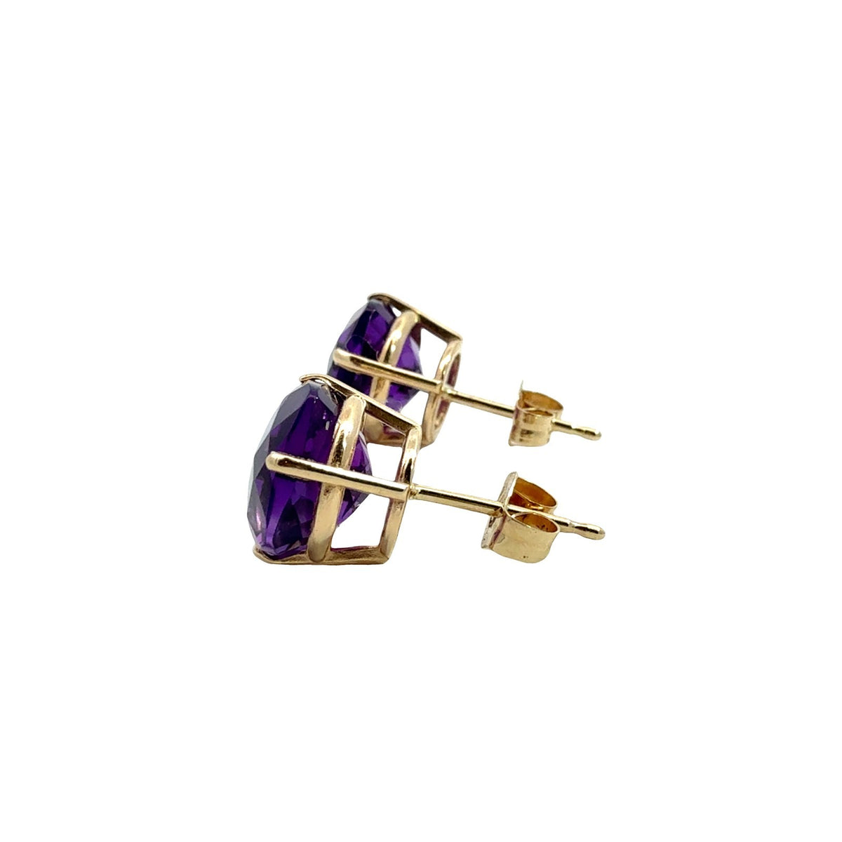 14k Yellow Gold and Cushion-Cut 3.36cttw Amethyst Stud Earrings4