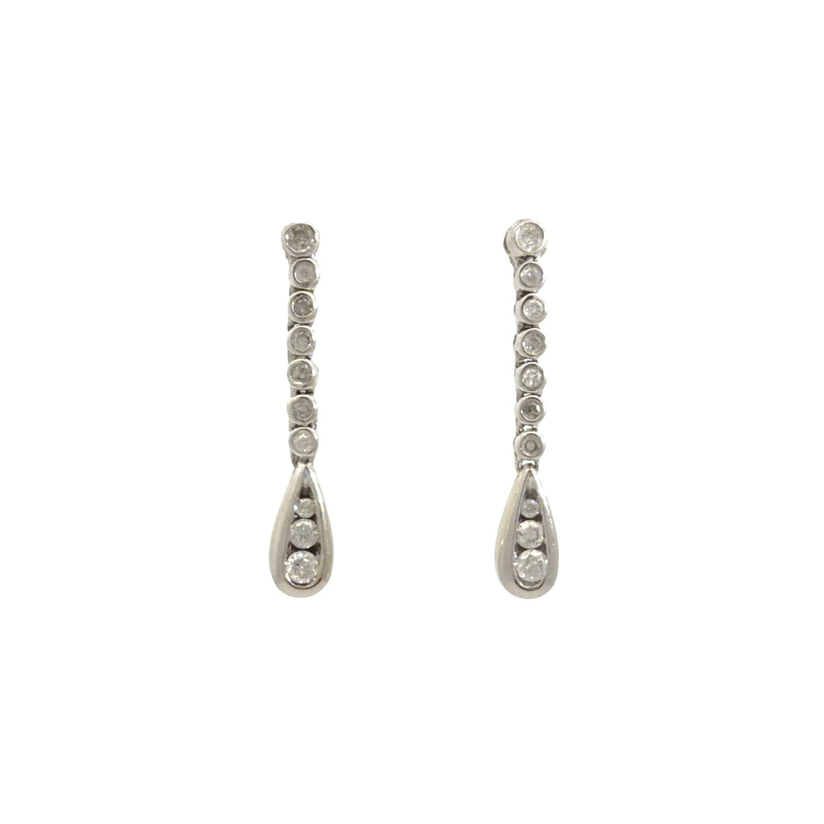 10k White Gold 0.48cttw Diamond Teardrop Dangle Earrings0
