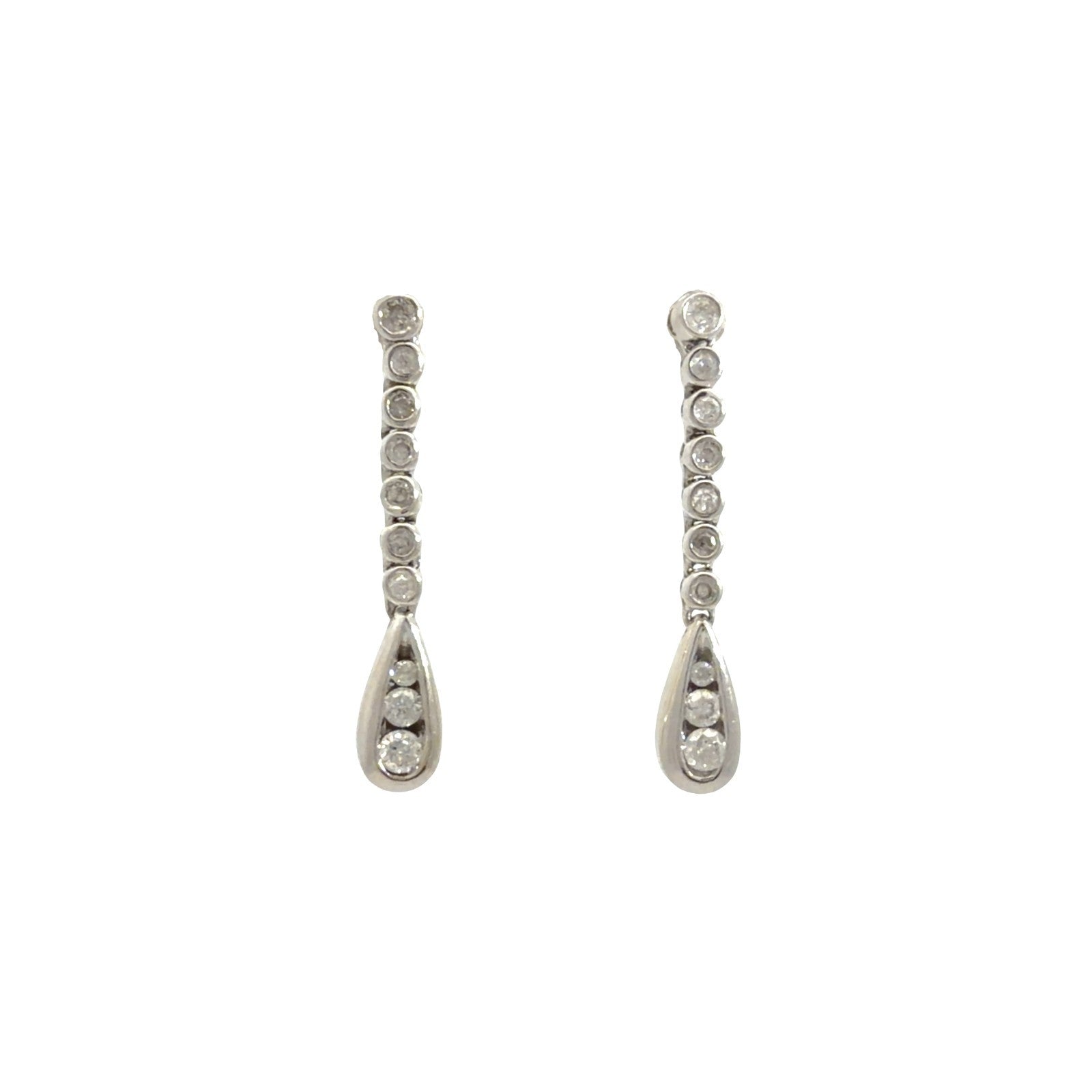 10k White Gold 0.48cttw Diamond Teardrop Dangle Earrings0