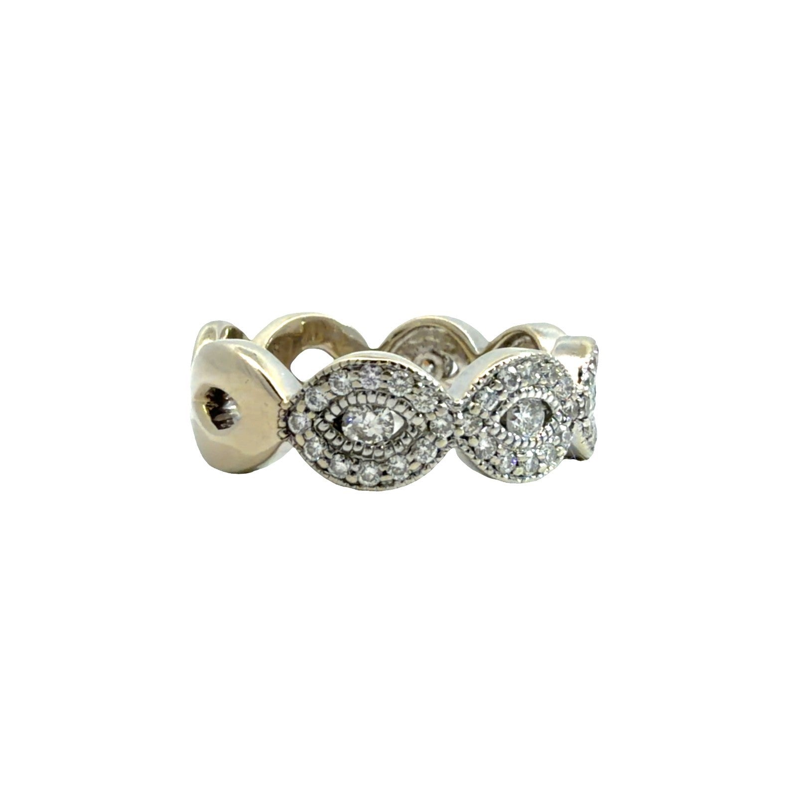 14k White Gold 0.78ctw Diamond Twisted Band Ring0