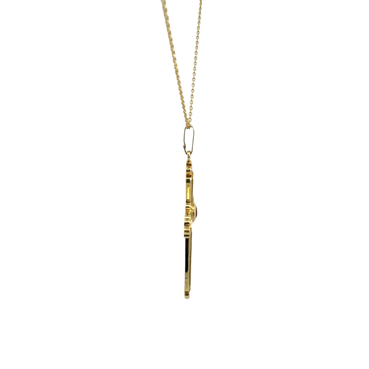 14k Yellow Gold 0.22tcw Garnet and 0.03cttw Diamond Cross Pendant Necklace4