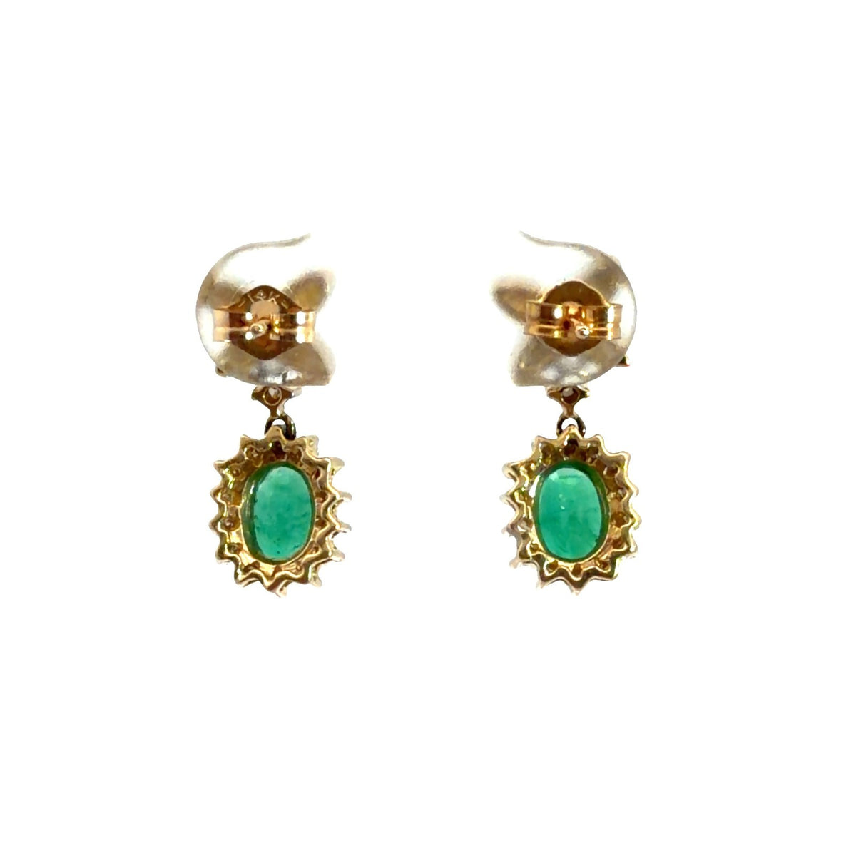 Vintage ADL 14k Yellow Gold 1.38cttw Emerald & 0.42cttw Diamond Drop Earrings3
