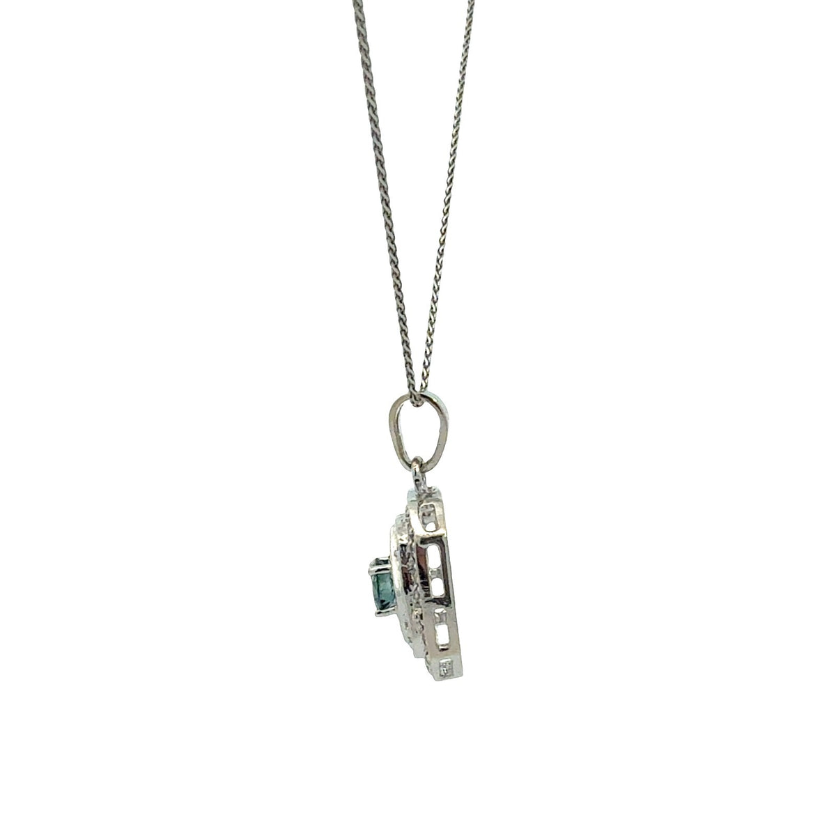 Vintage 14k White Gold 0.31tcw Blue Diamond Geometric Pendant Necklace4