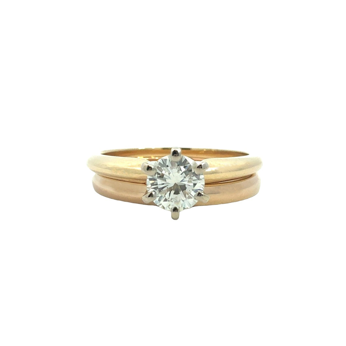 14k Yellow Gold with 0.48tcw Round Diamond Solitaire Bridal Set Size 60
