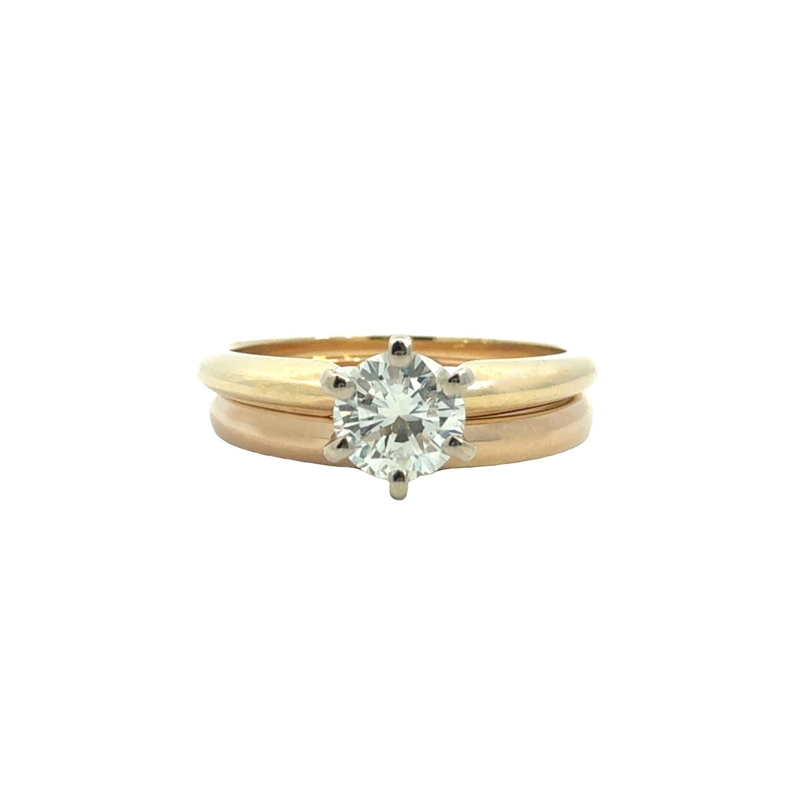 14k Yellow Gold with 0.48tcw Round Diamond Solitaire Bridal Set Size 60
