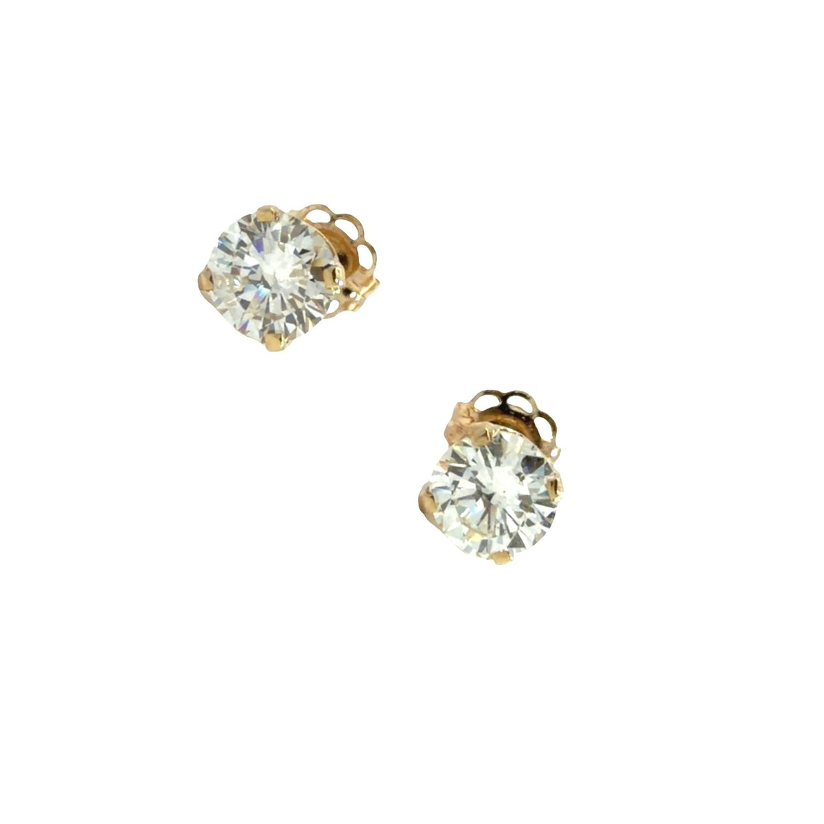 Estate 14k Yellow Gold Round Brilliant 0.76cttw Diamond Stud Earrings1