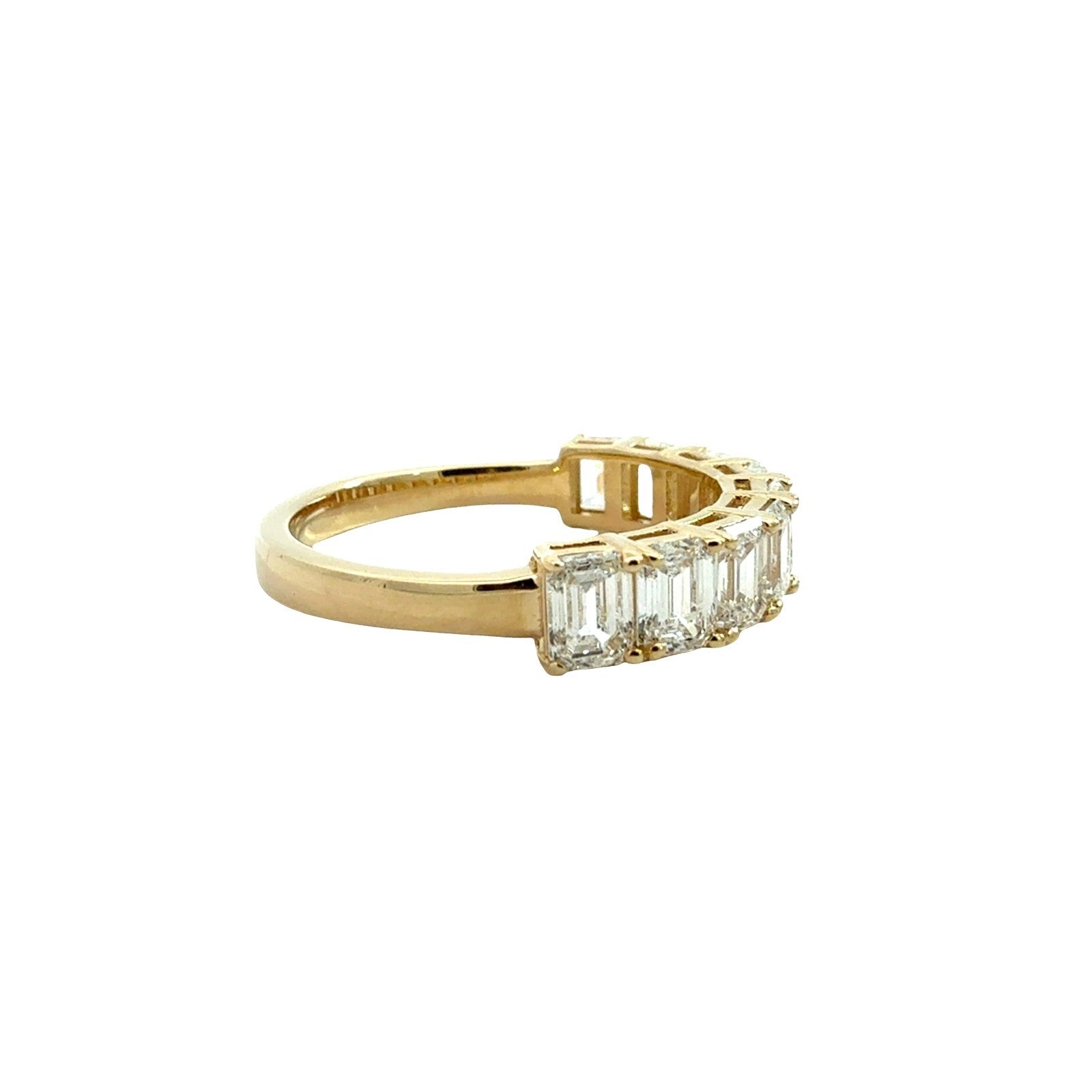 14k Yellow Gold Emerald-Cut Lab Grown 1.80cttw Diamond Half Eternity Ring2