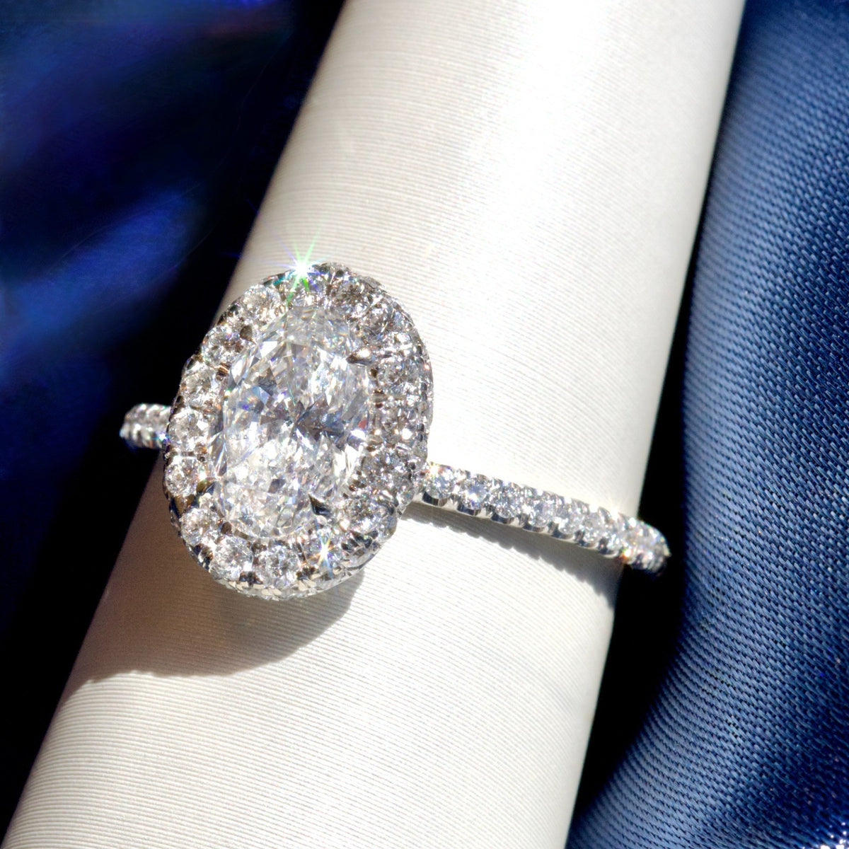 14k White Gold 2.04cttw Oval Halo Diamond Engagement Ring and Band Bridal Set 2