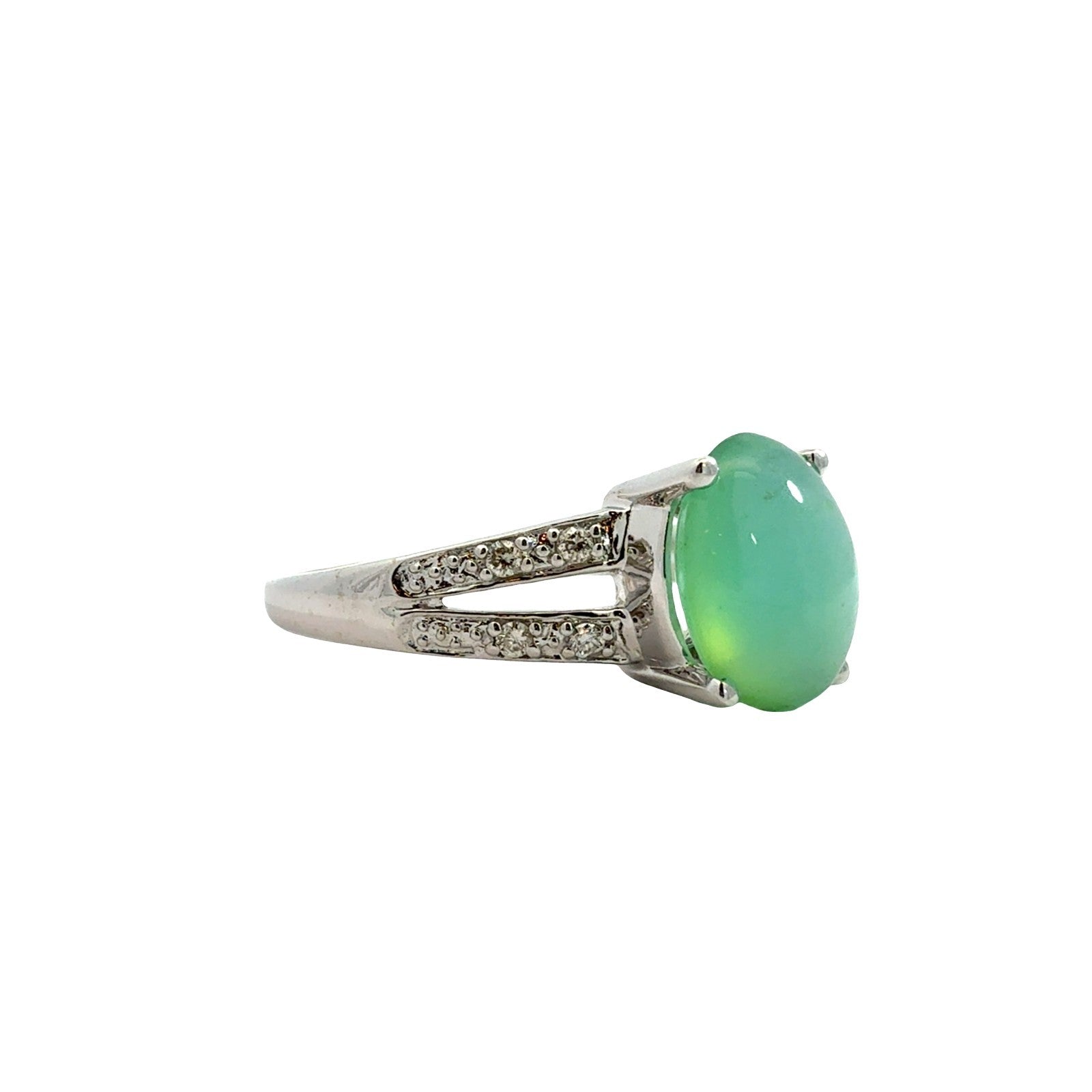 14k White Gold 1.01tcw Opal and 0.15cttw Diamond Split Shank Ring0