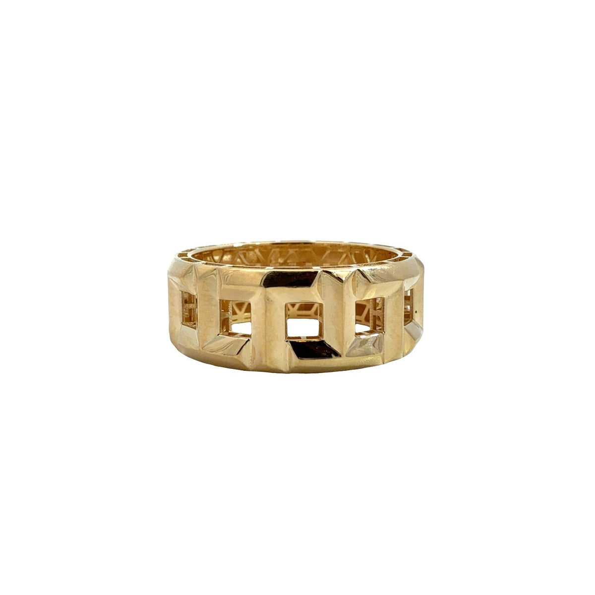 18k Yellow Gold Geometric Openwork Band Ring Size 6.752