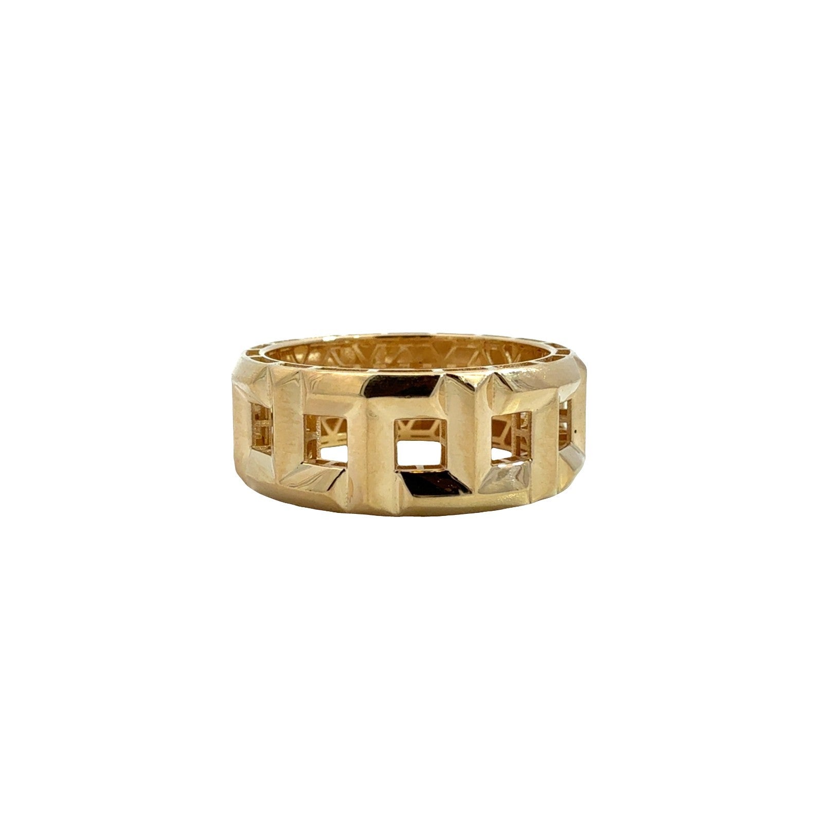 18k Yellow Gold Geometric Openwork Band Ring Size 6.752