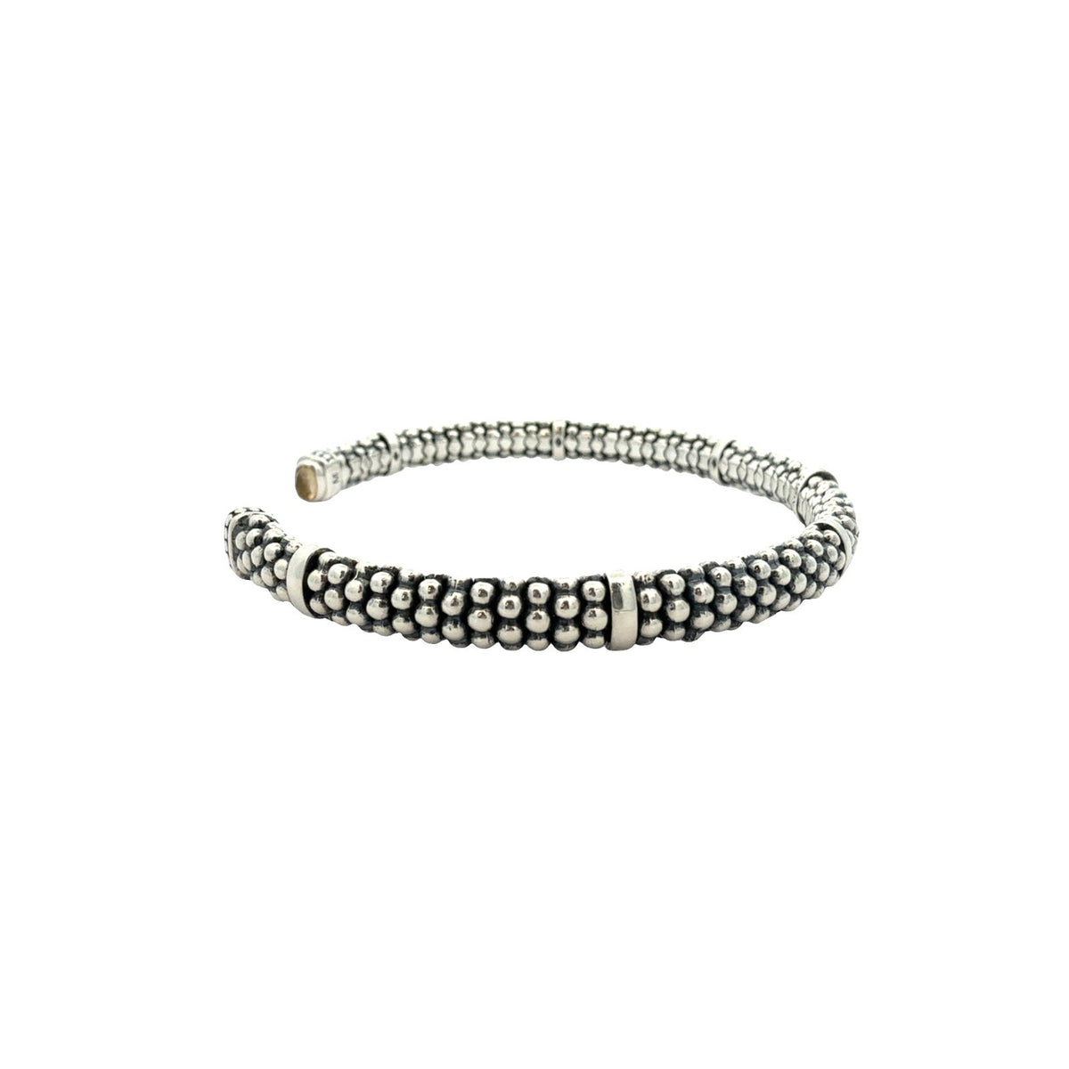 LAGOS Caviar Sterling Silver and Citrine Cuff Bracelet Medium 6.5"4