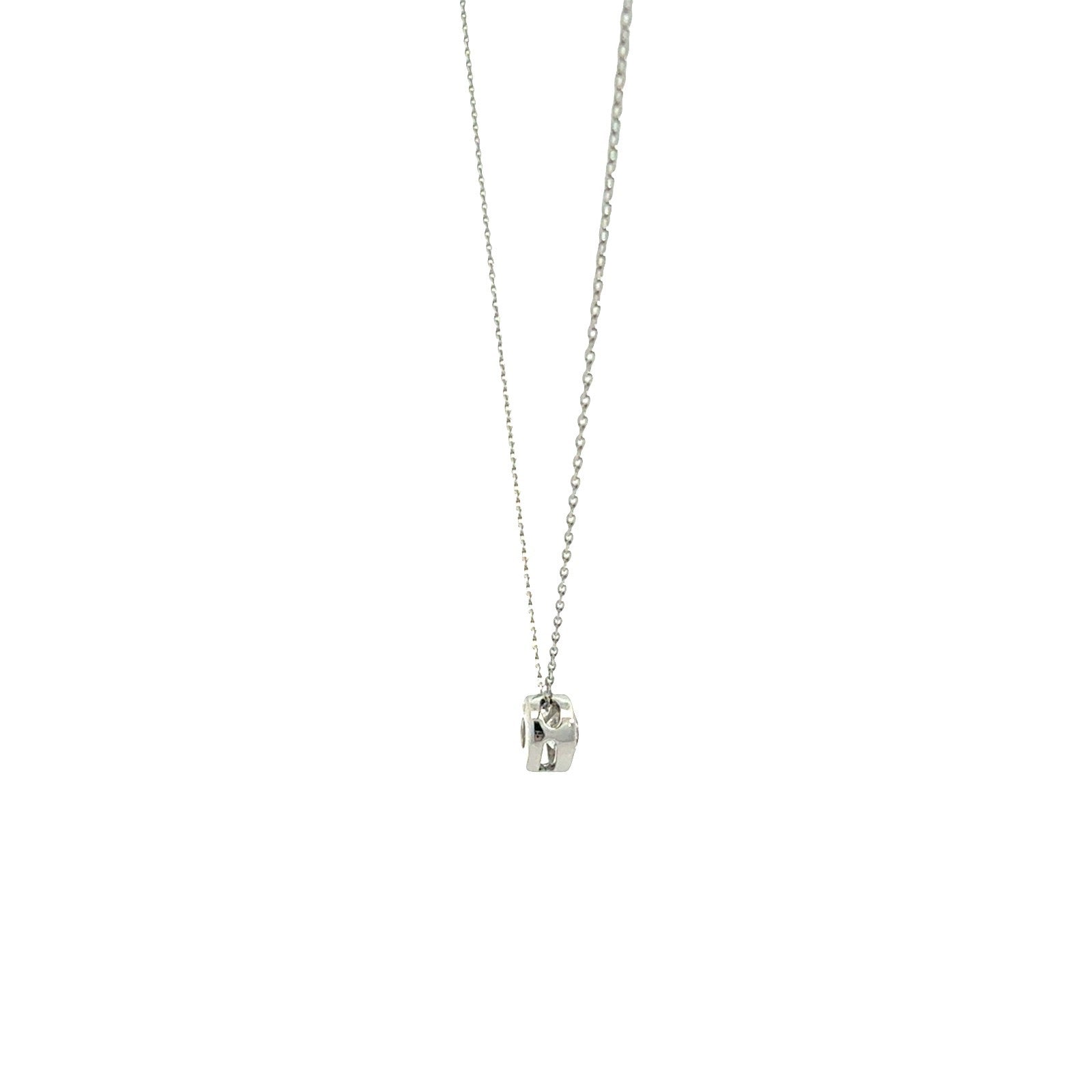 14k White Gold and 0.46cttw Diamond Bezel Set Solitaire Pendant Necklace2