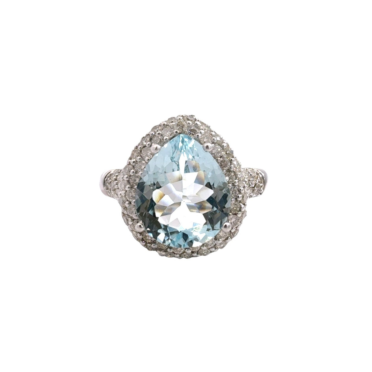 Le Vian 14k White Gold 3.60tcw Aquamarine 1.73cttw Diamond Halo Cocktail Ring0
