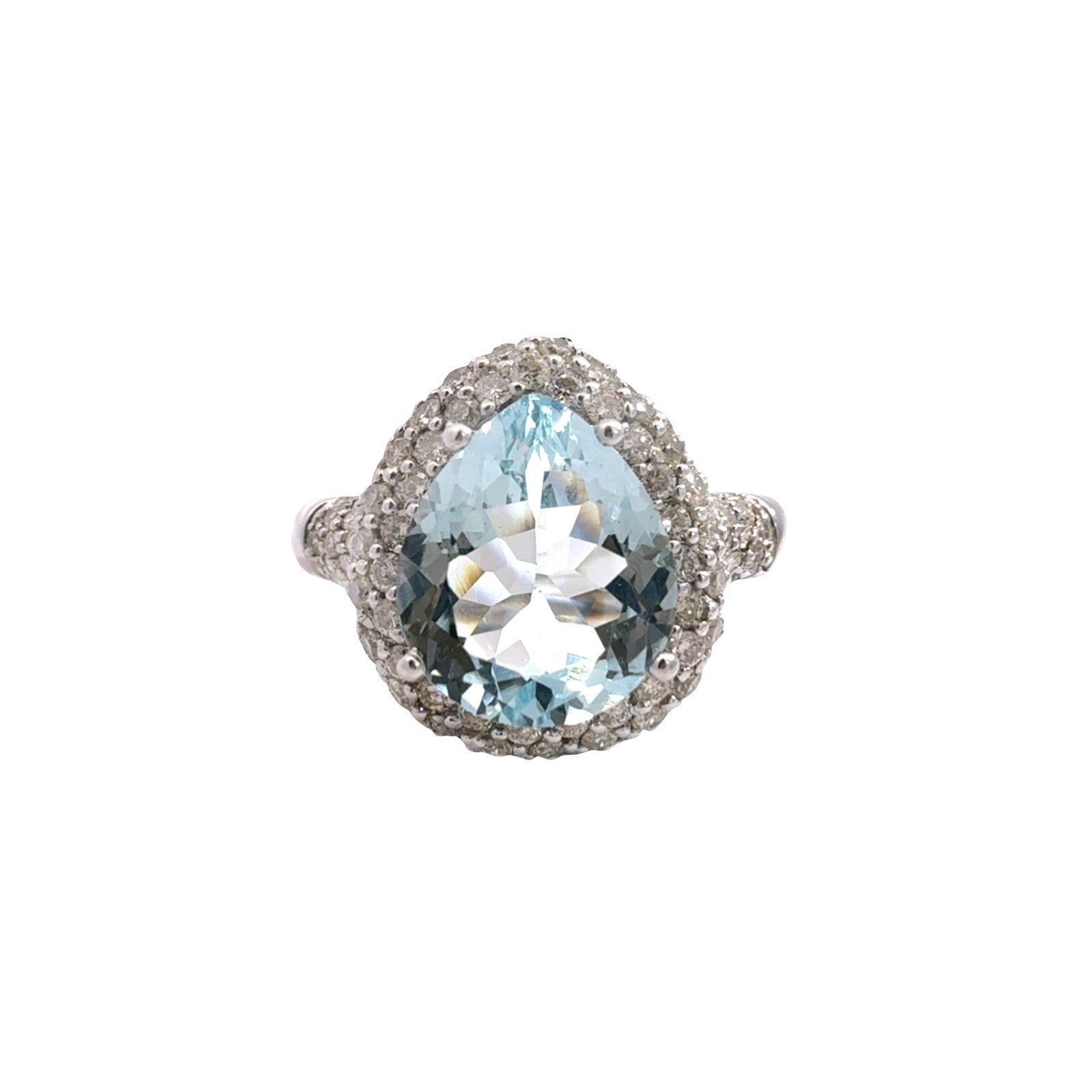 Le Vian 14k White Gold 3.60tcw Aquamarine 1.73cttw Diamond Halo Cocktail Ring0