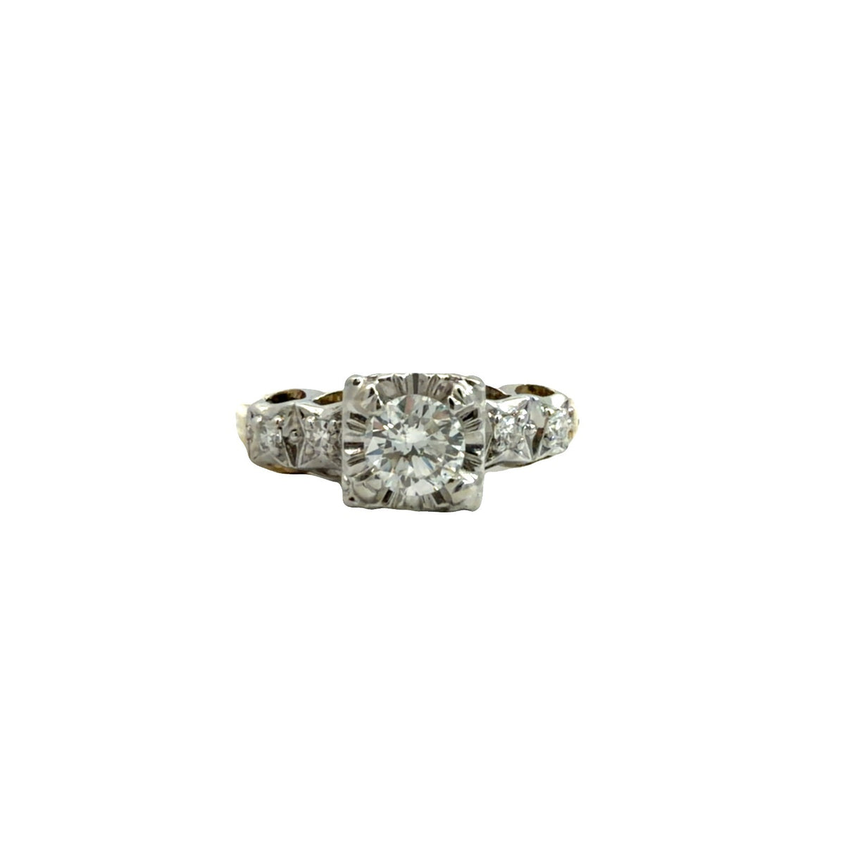 Vintage Stamped 14k Multi-Tone Gold 0.40cttw Illusion Set Diamond Ring Size 4.752