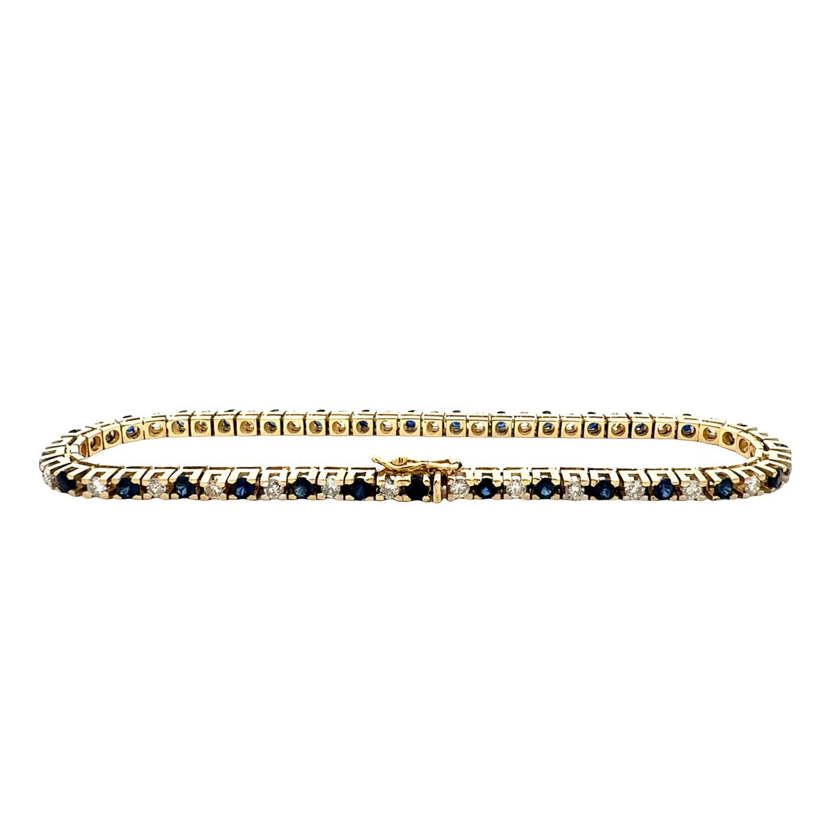 14k Yellow Gold 2.40cttw Sapphire and 1.35cttw Diamond Tennis Bracelet3