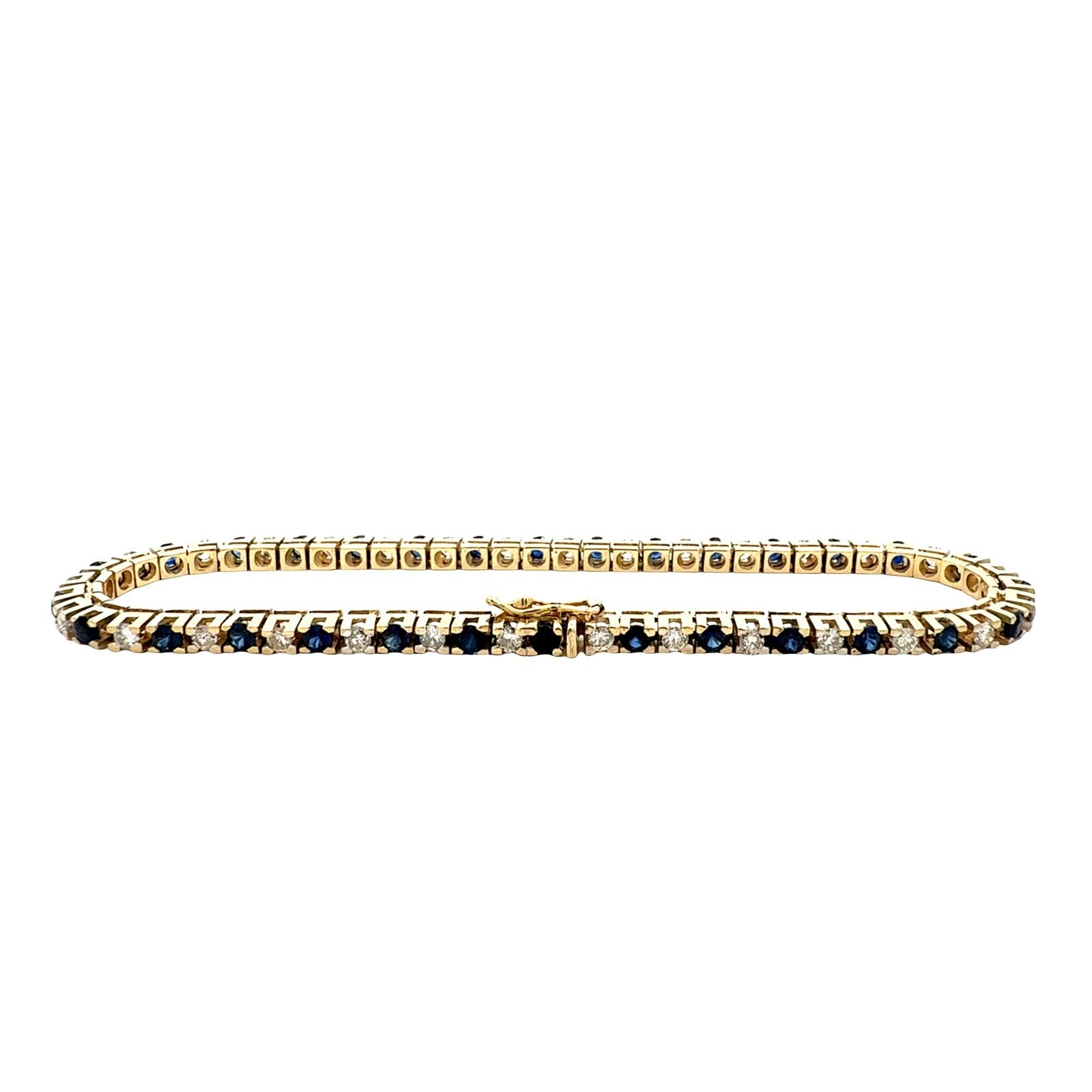 14k Yellow Gold 2.40cttw Sapphire and 1.35cttw Diamond Tennis Bracelet3