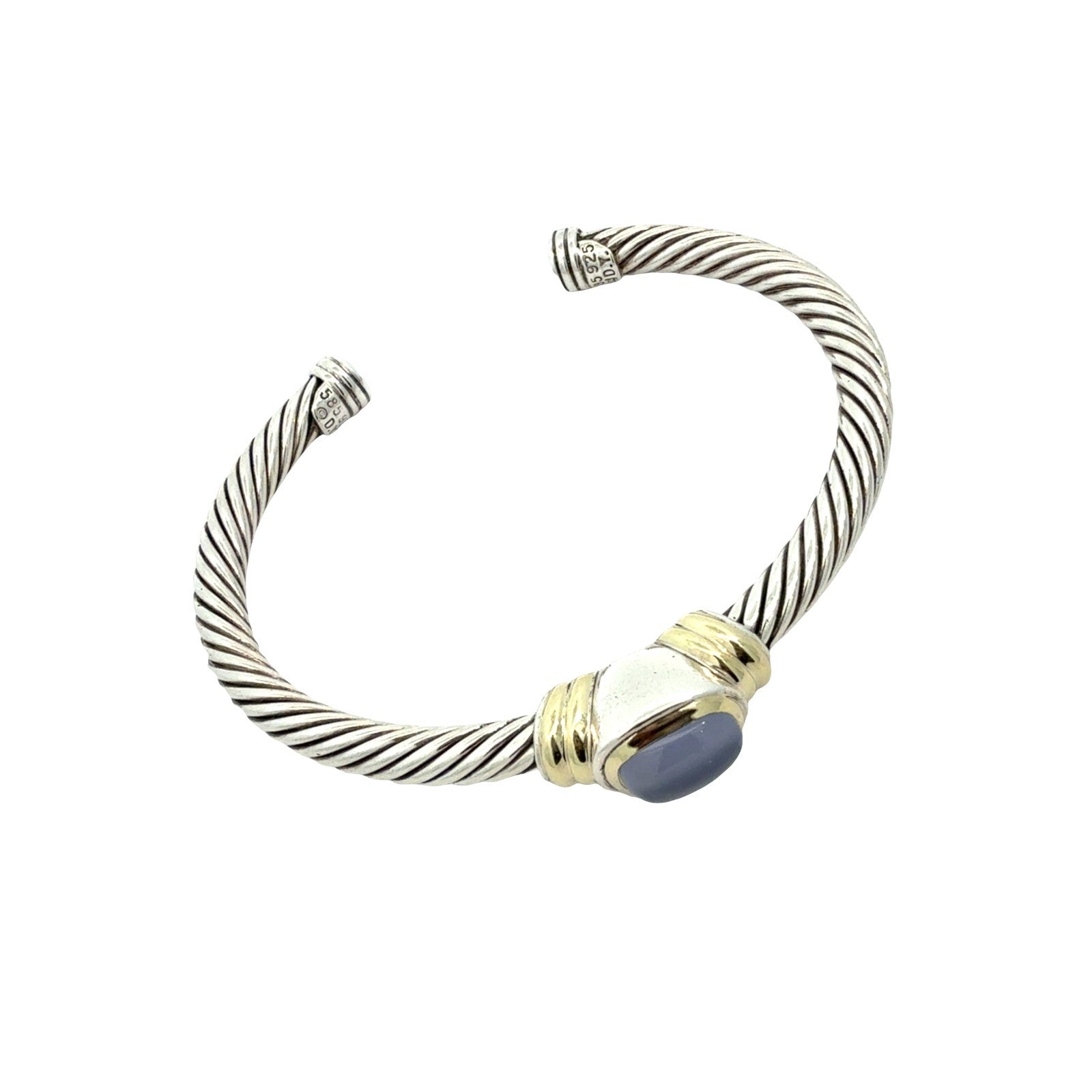 David Yurman Sterling Silver 14k Yellow Gold & Moonstone Cable Cuff Bracelet1