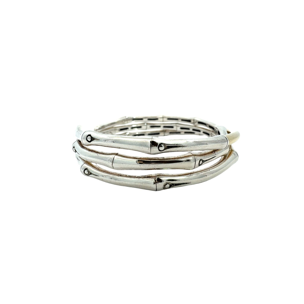 John Hardy Sterling Silver 18k Yellow Gold Multi-Tone Bamboo Cuff Bangle2