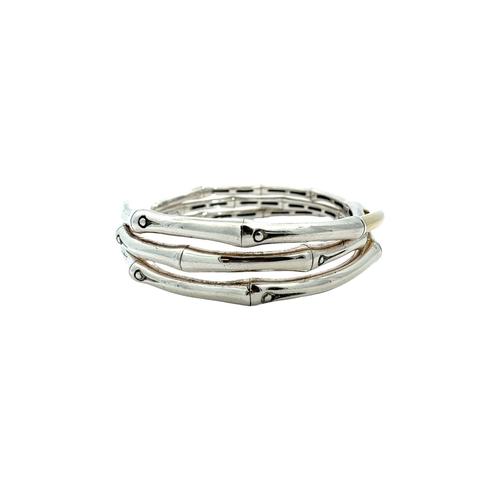 John Hardy Sterling Silver 18k Yellow Gold Multi-Tone Bamboo Cuff Bangle2