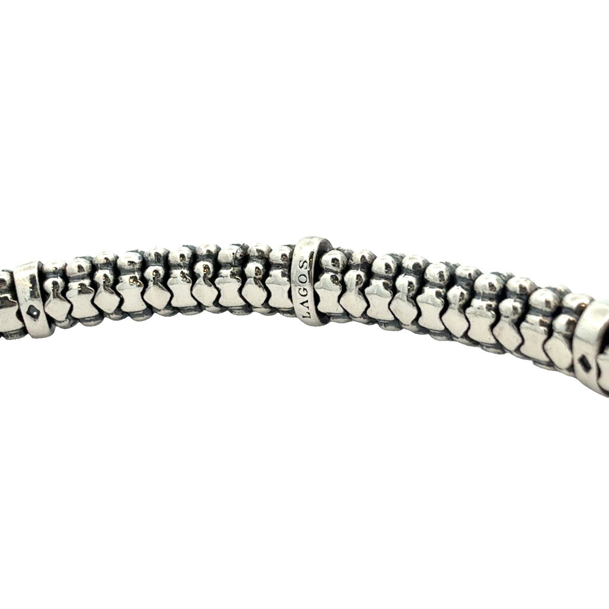 LAGOS Caviar Sterling Silver and Citrine Cuff Bracelet Medium 6.5"6