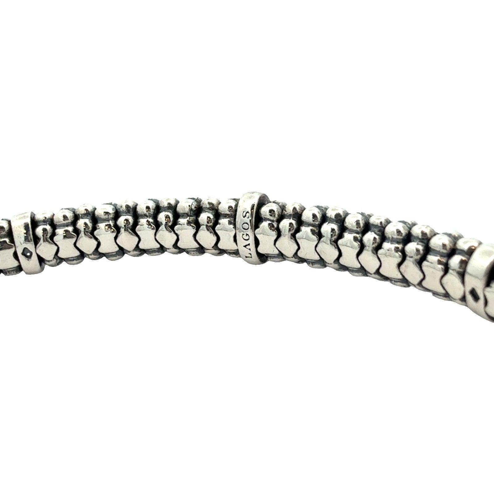 LAGOS Caviar Sterling Silver and Citrine Cuff Bracelet Medium 6.5"6