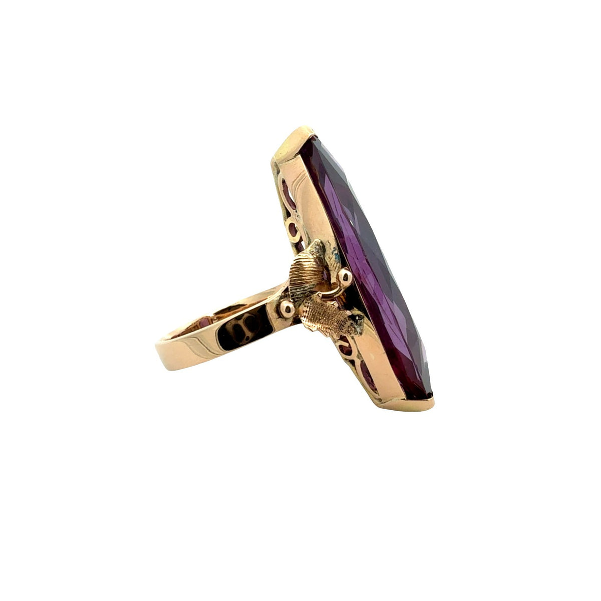 14k Yellow Gold Elongated Marquise 21.98tcw Created Sapphire Cocktail Ring4