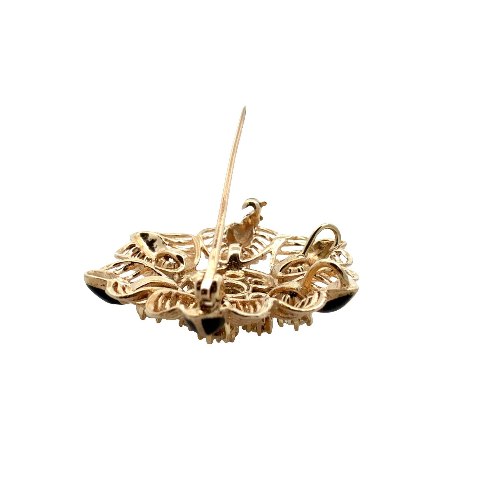 Vintage 14k Yellow Gold 1.24cttw Diamond and Enamel Floral Cluster Pin/Pendant0