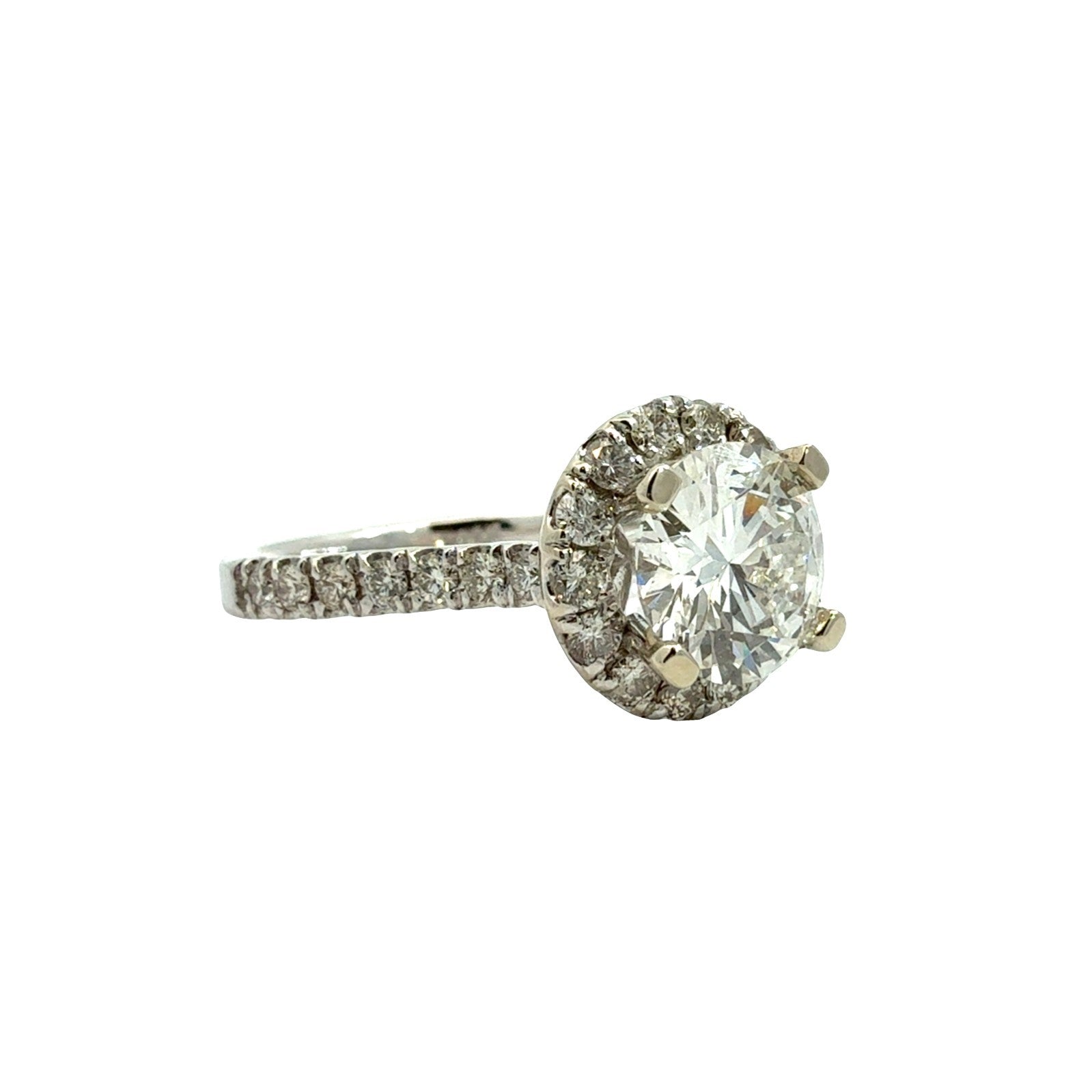 14k White Gold Round 2.37cttw (1.72tcw) Diamond Halo Engagement Ring1