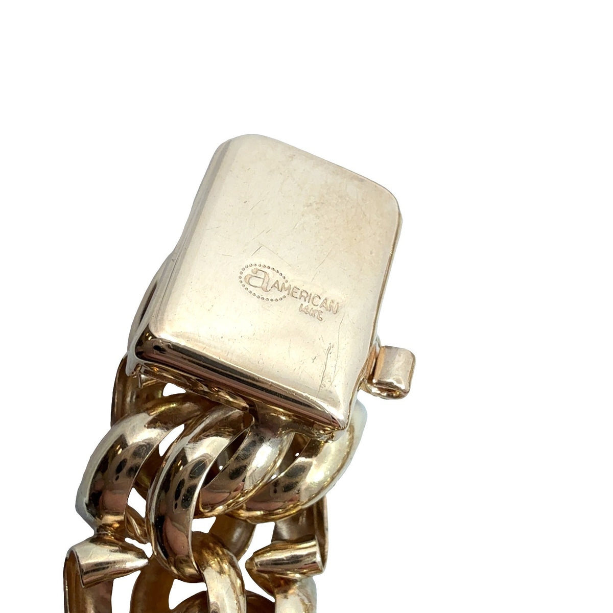 14k Yellow Gold Stamped Chunky Double Interlocking Link Chain Bracelet 7.5"6
