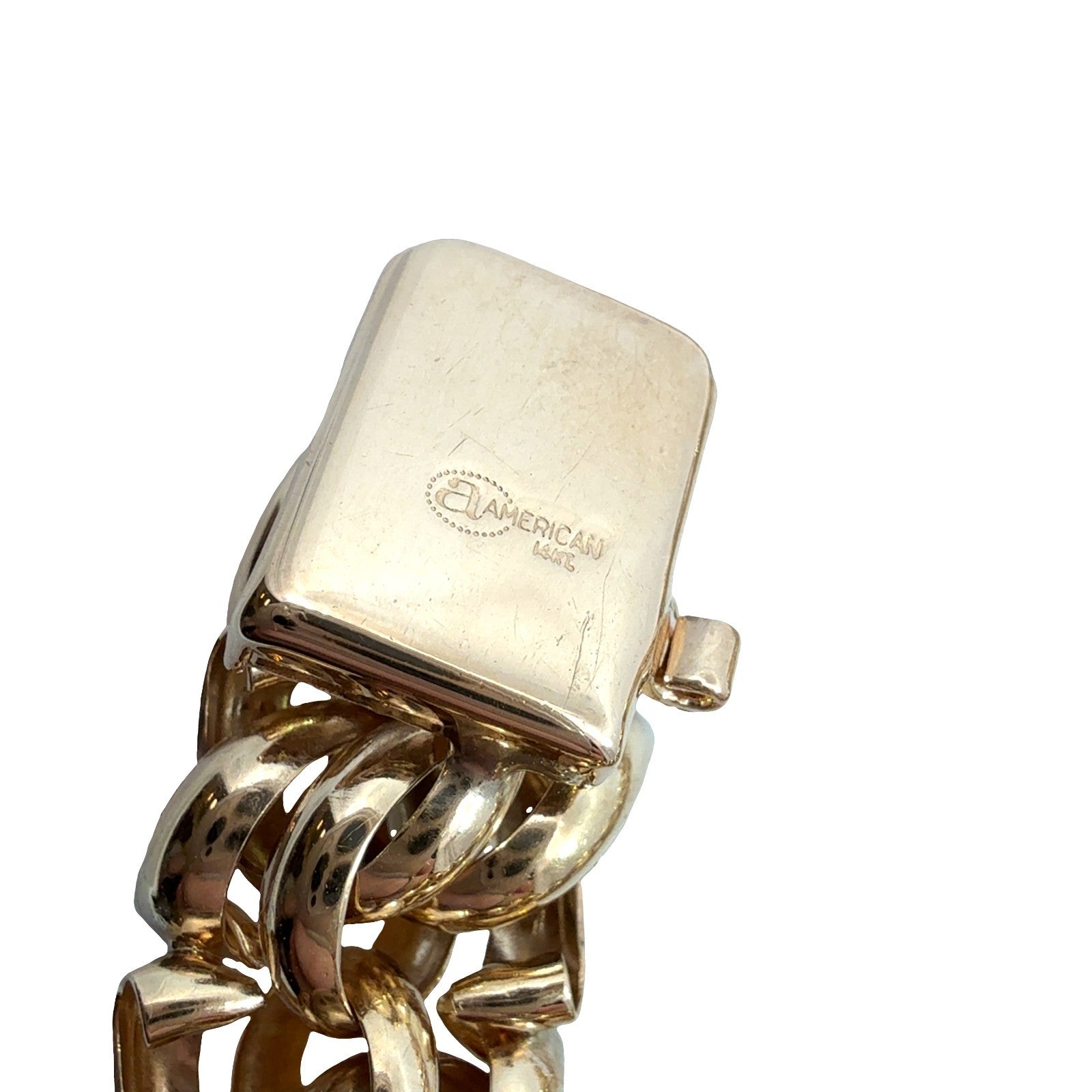 14k Yellow Gold Stamped Chunky Double Interlocking Link Chain Bracelet 7.5"6
