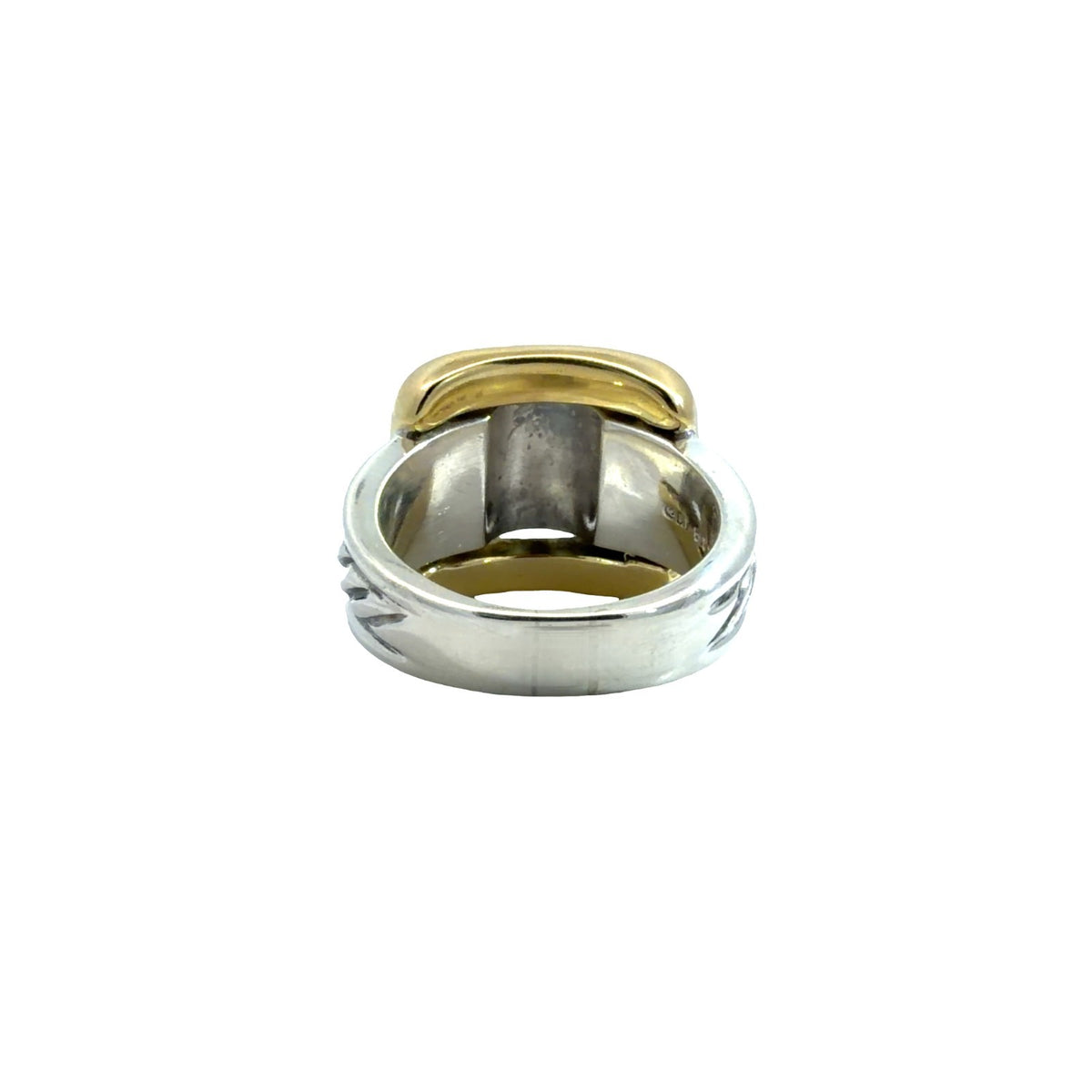 David Yurman Sterling Silver & 18k Yellow Gold Cable Fashion Ring Size 72