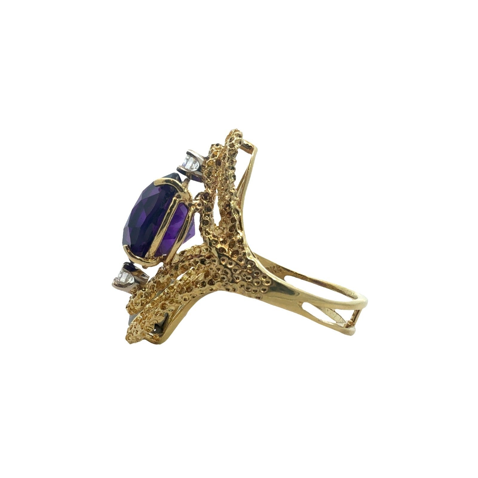 18k Yellow Gold 4.96ctw Amethyst and 0.20ctw Diamond Cocktail Ring1
